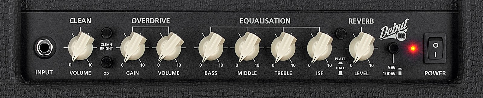 Regler auf der Oberseite des Blackstar Combo Debut 100R 1x12" Black