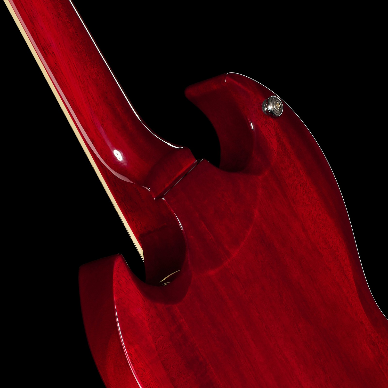 Neck transition of the Harley Benton DC-Custom II Cherry electric guitar