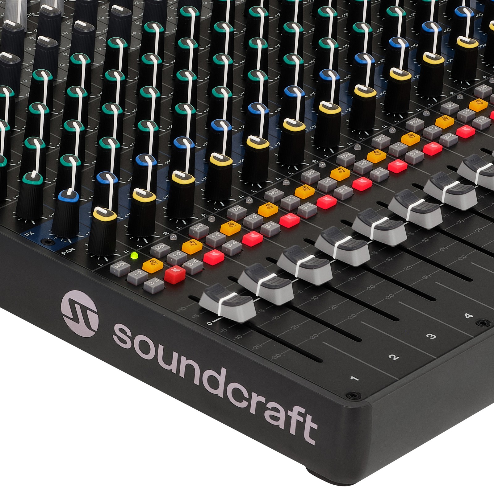 Lautstärkefader des Soundcraft Signature Plus 22 Analogmischpults