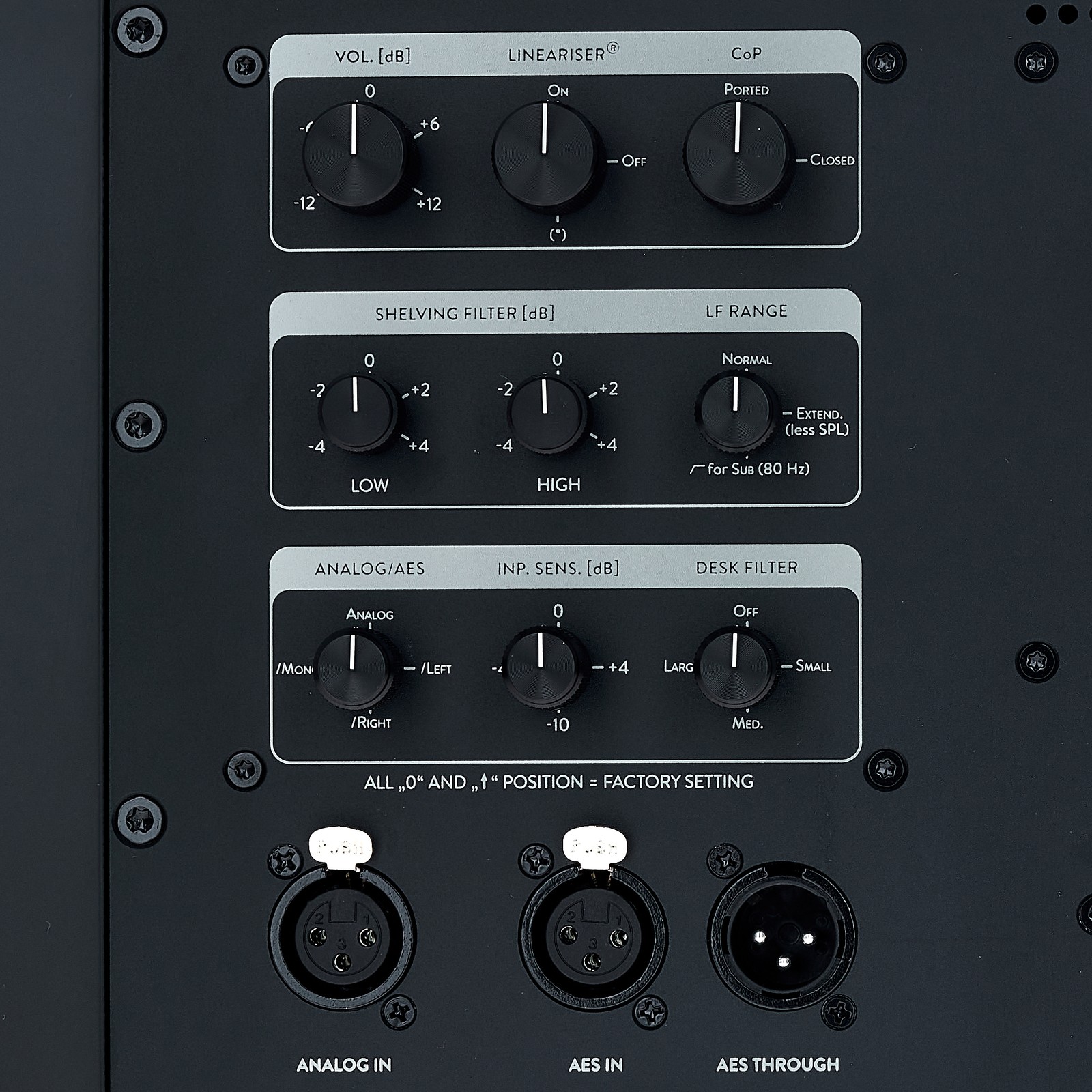 Rear view, with control panel, of the HEDD Type 30 MK2, studio monitor speaker
