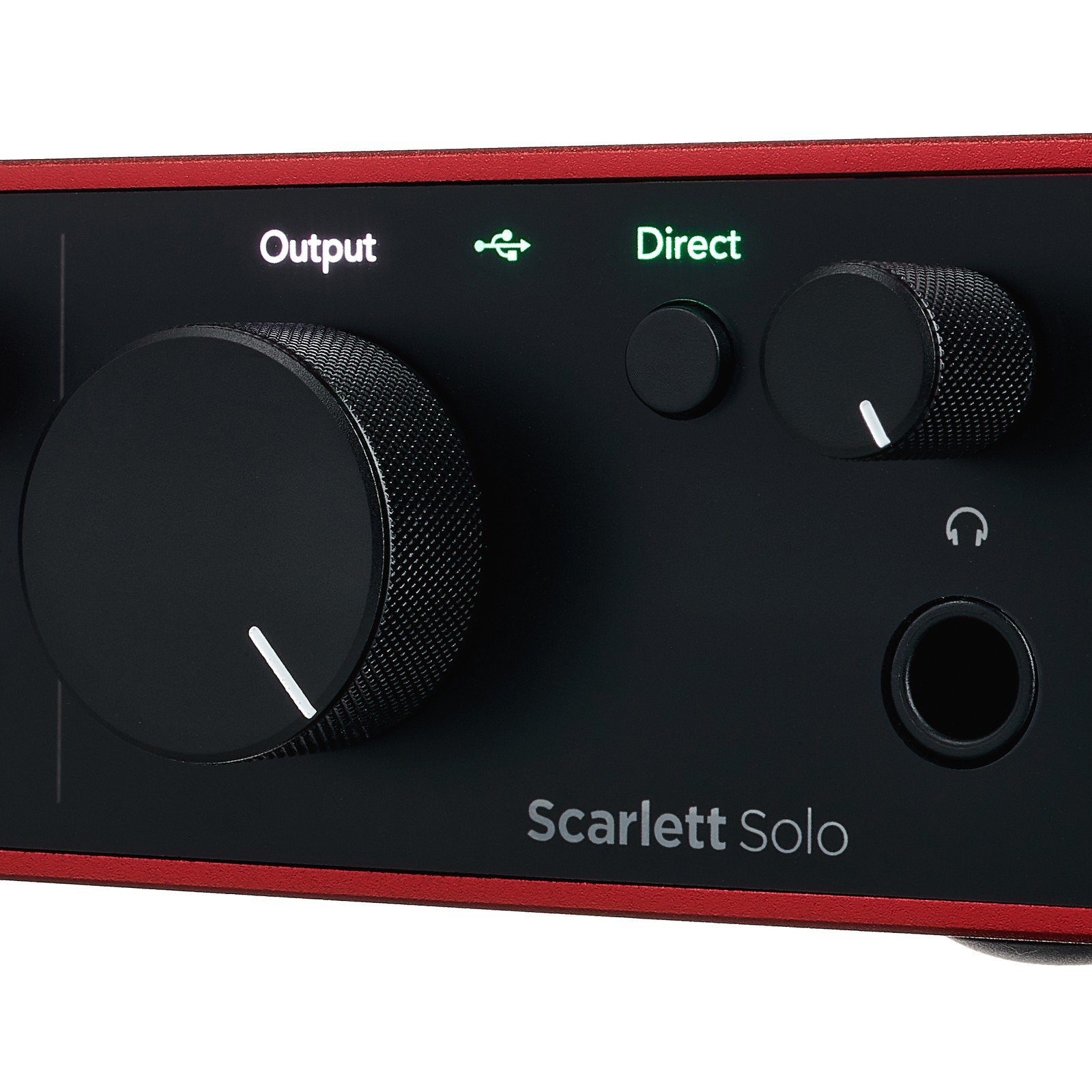 Detailansicht des Focusrite Scarlett Solo 4th Gen. 2-Kanal USB2.0 Audiointerface mit USB-C Anschluss
