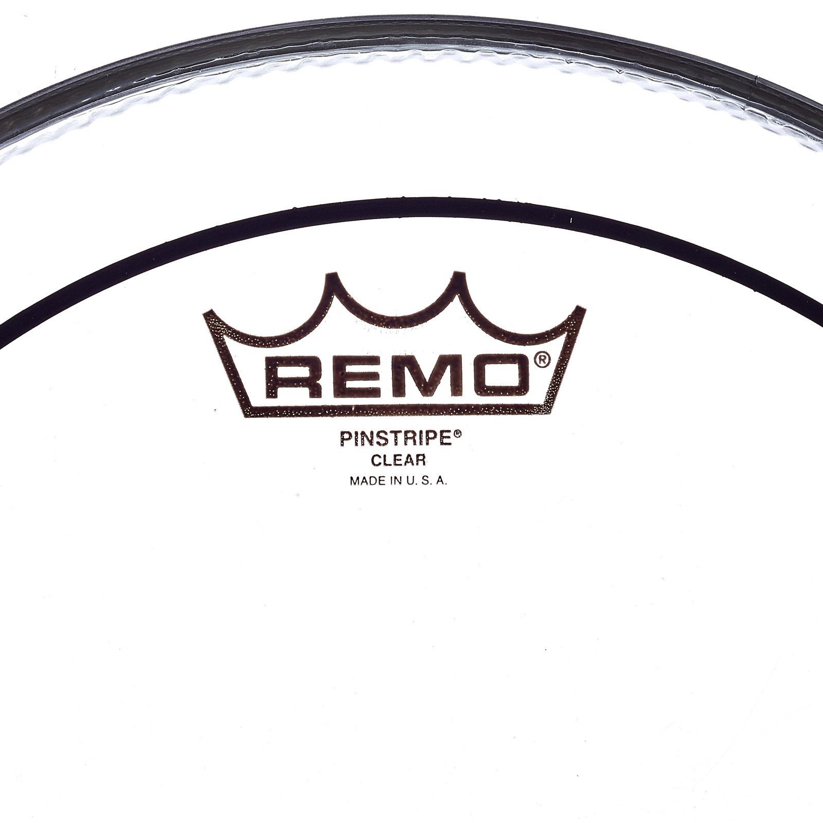 Herstellerlogo auf dem Remo Pin Stripe Clear 12" Fell