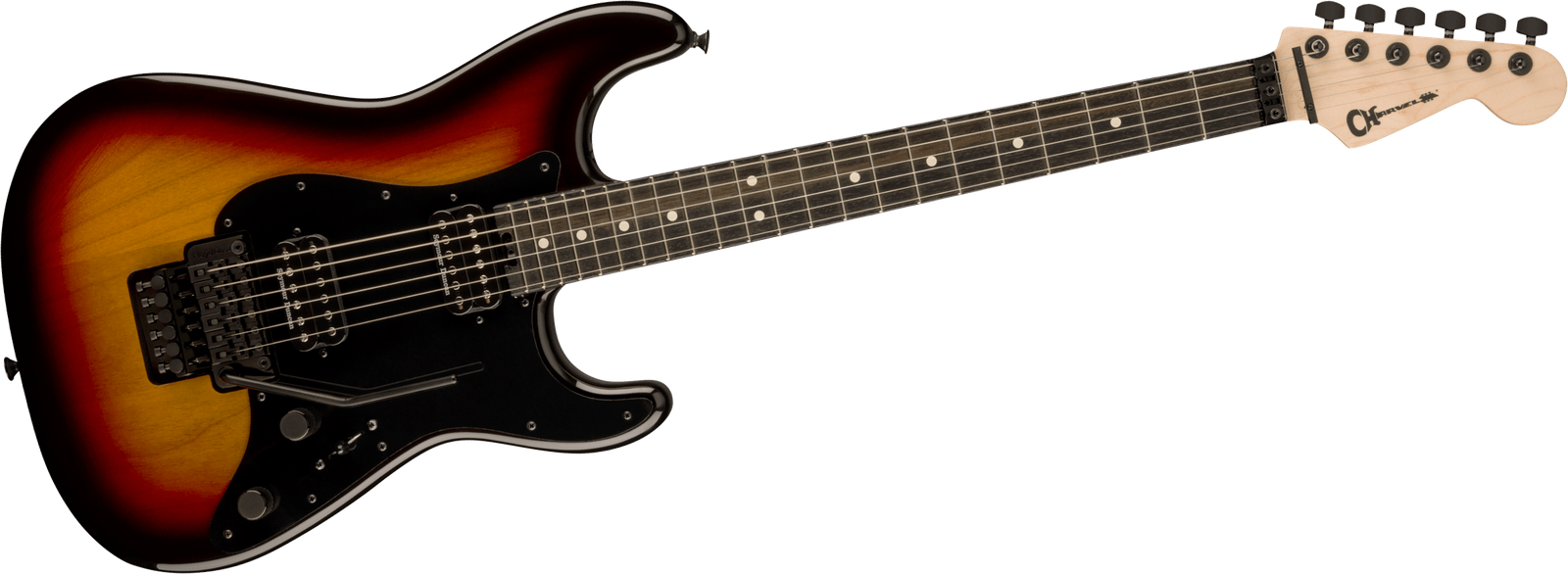 Sunburst E-Gitarre Charvel Pro-Mod So-Cal HH FR 3TSB von vorne