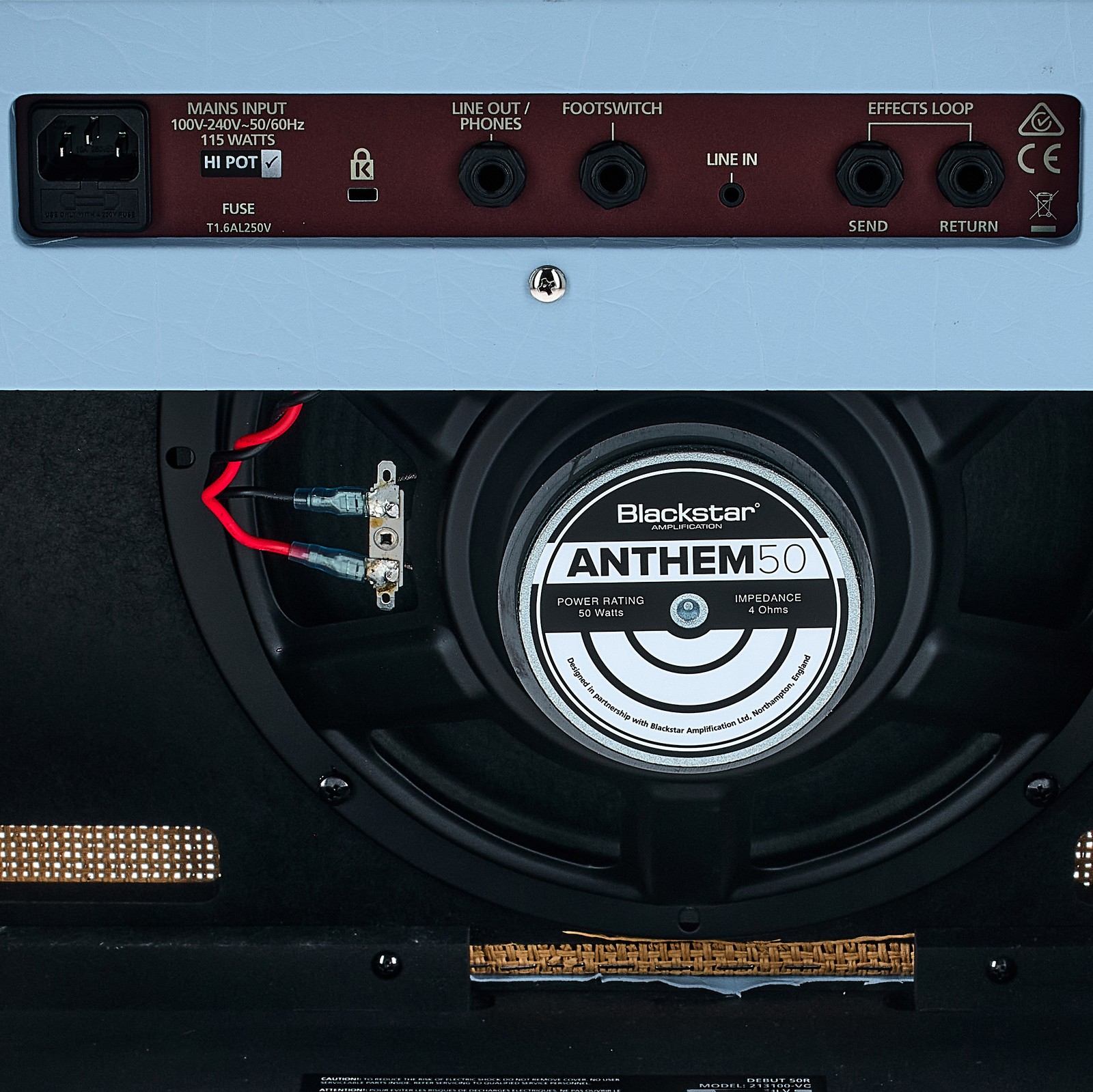 Speaker und Anschlüsse auf der Rückseite des Blackstar Debut 50R UJBB