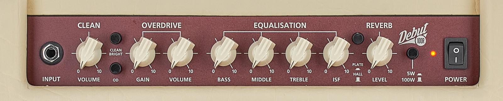 Regler auf der Oberseite des Blackstar Combo Debut 100R 1x12" Beige 