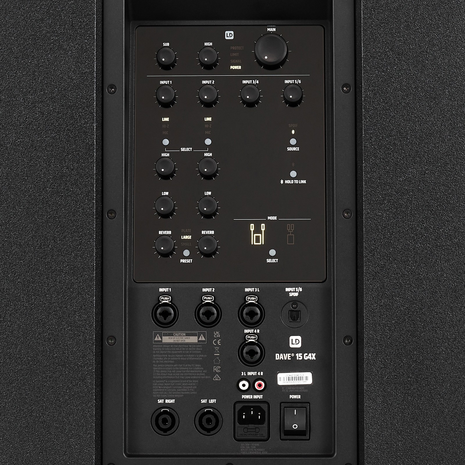 LD Systems Dave 15 G4X Regler auf der Rückseite