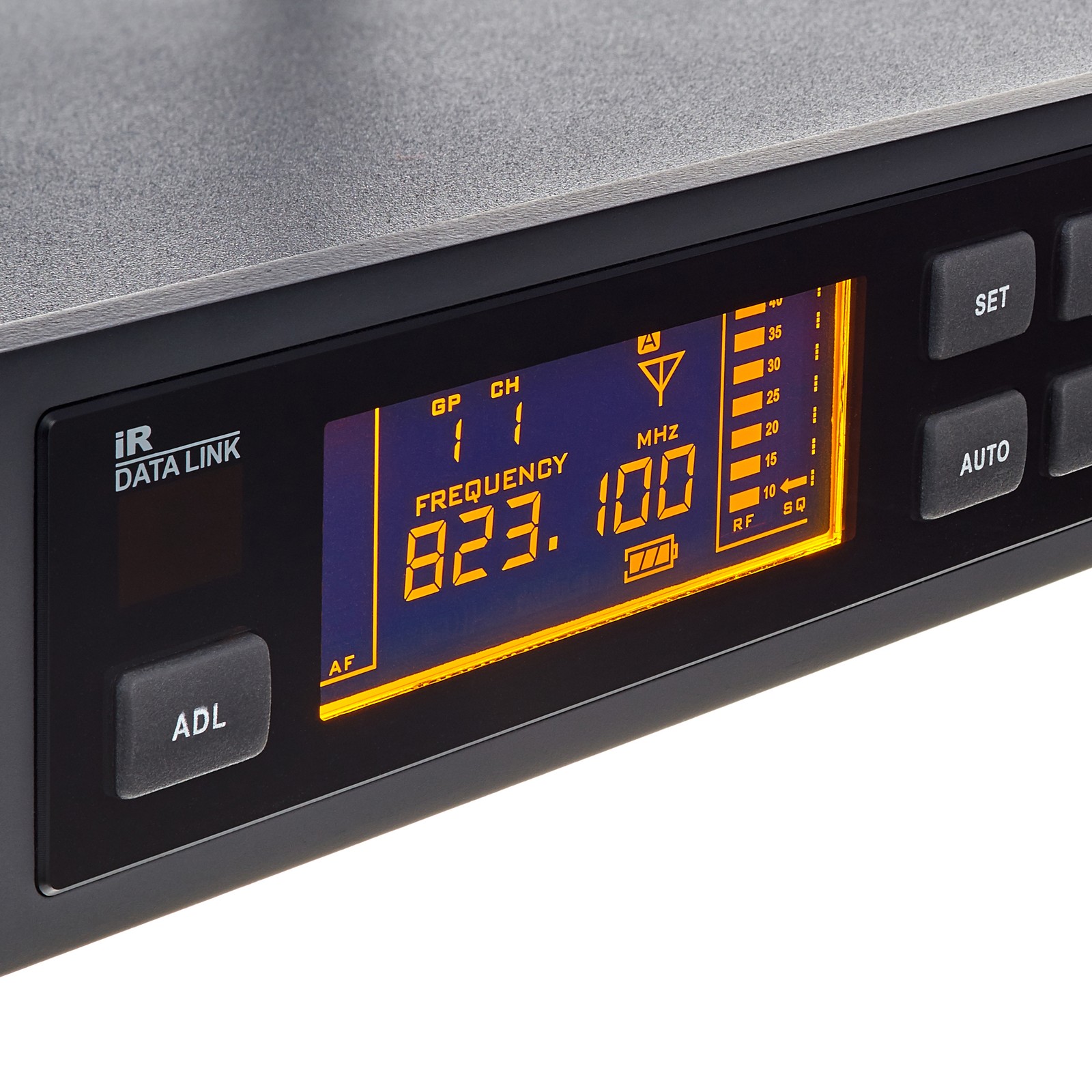 Bildschirm am Empfänger des the t.bone free solo Twin HT 823 MHz