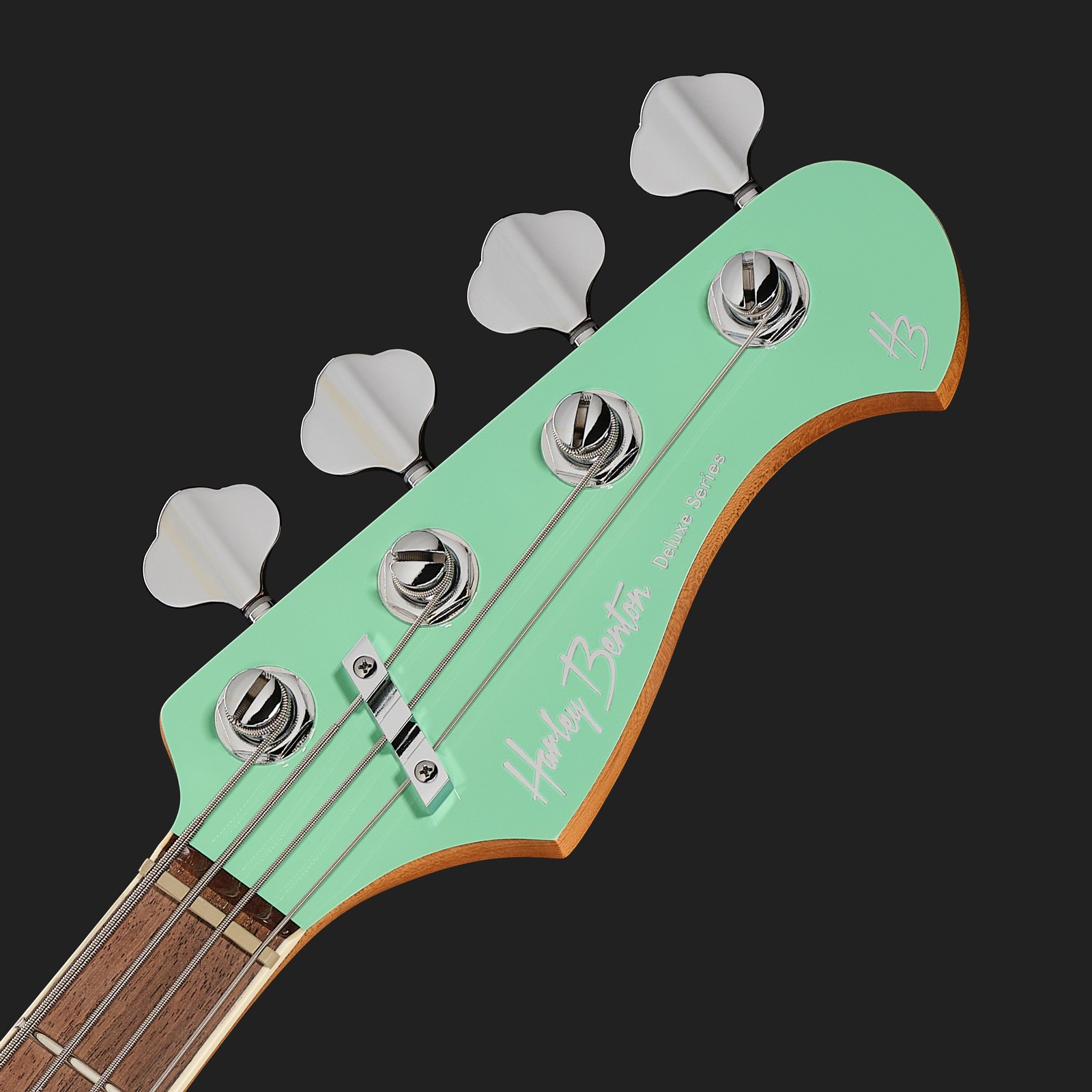 Harley Benton MV-4MSB Seafoam Green, Kopfplatte mit Logo