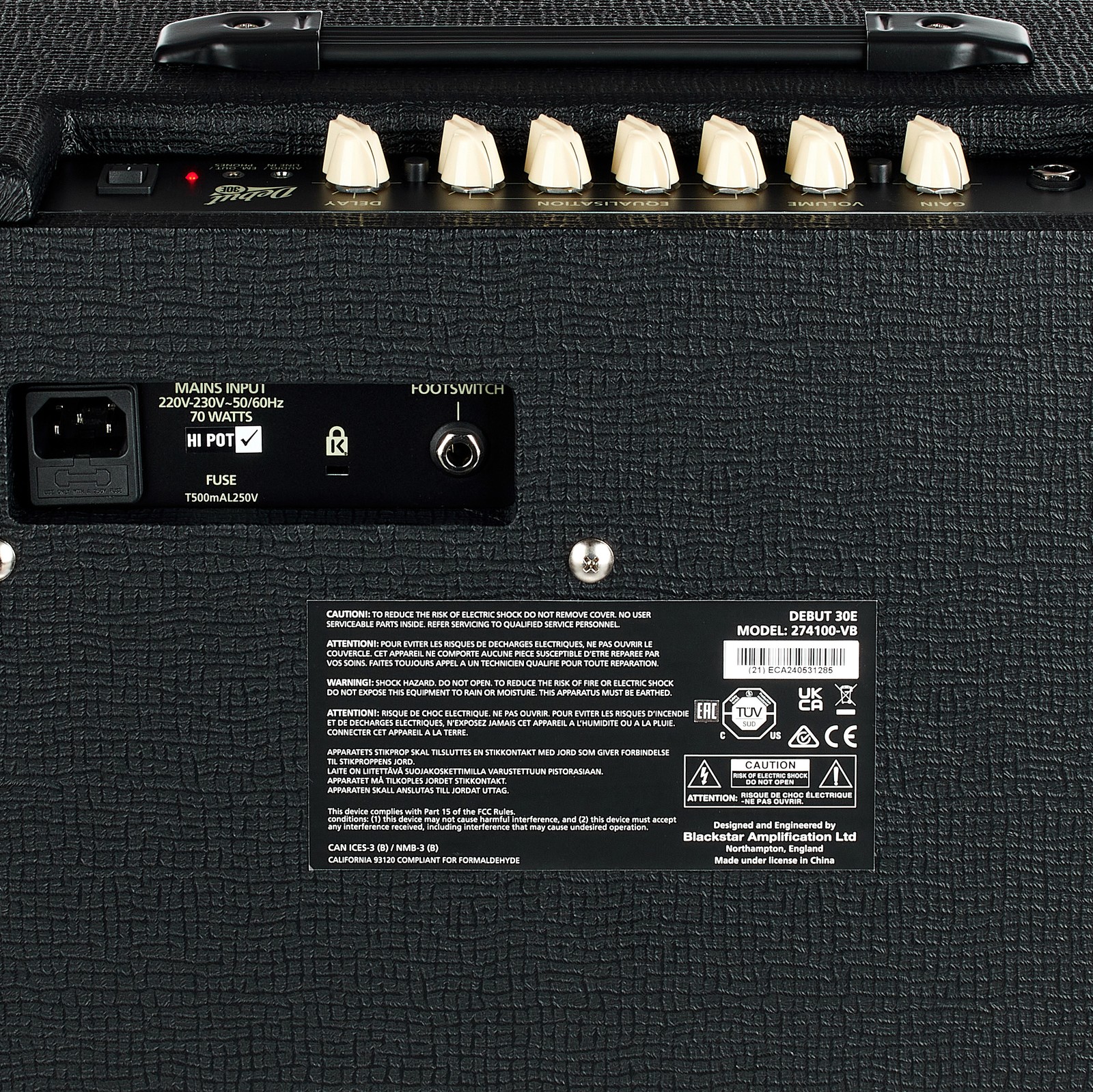 Rückseite des Blackstar Debut 30E Combo Beige 