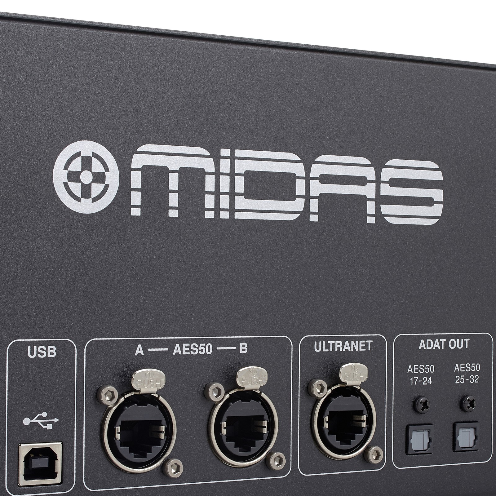 Midas DL32 stage box, rear view