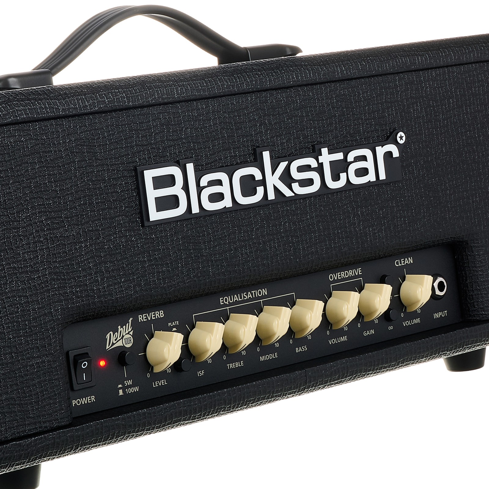 Regler und Handgriff des Blackstar Debut 100RH Head Black