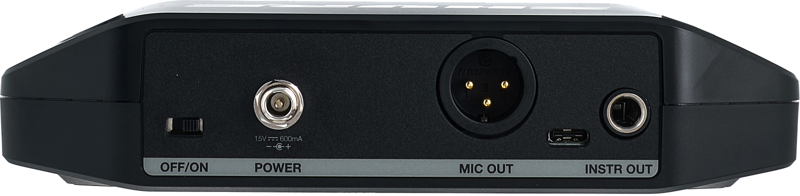 Back of the Shure GLXD4+ complete with connections