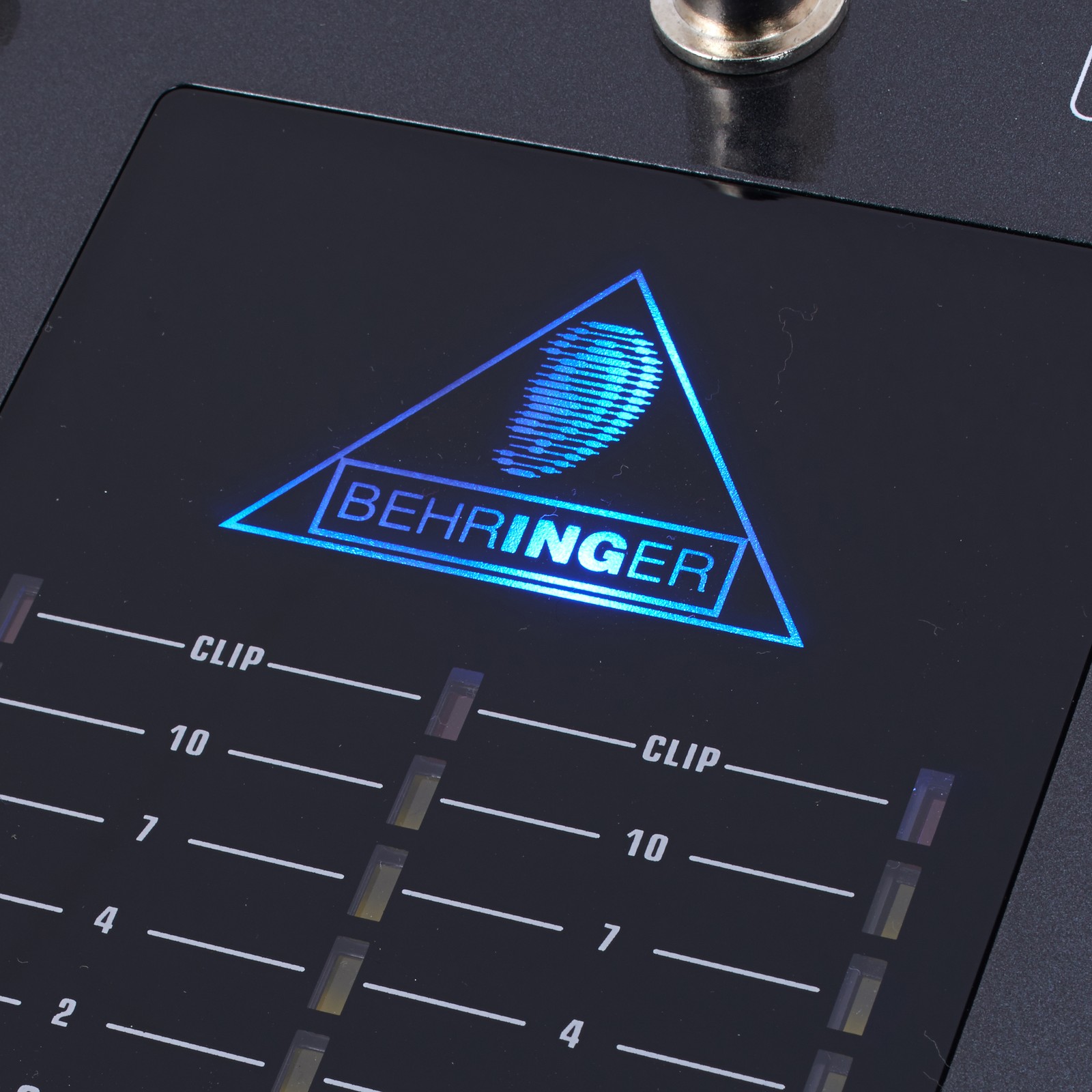 Behringer logo on the DX2000USB DJ Mixer with 7 Channels