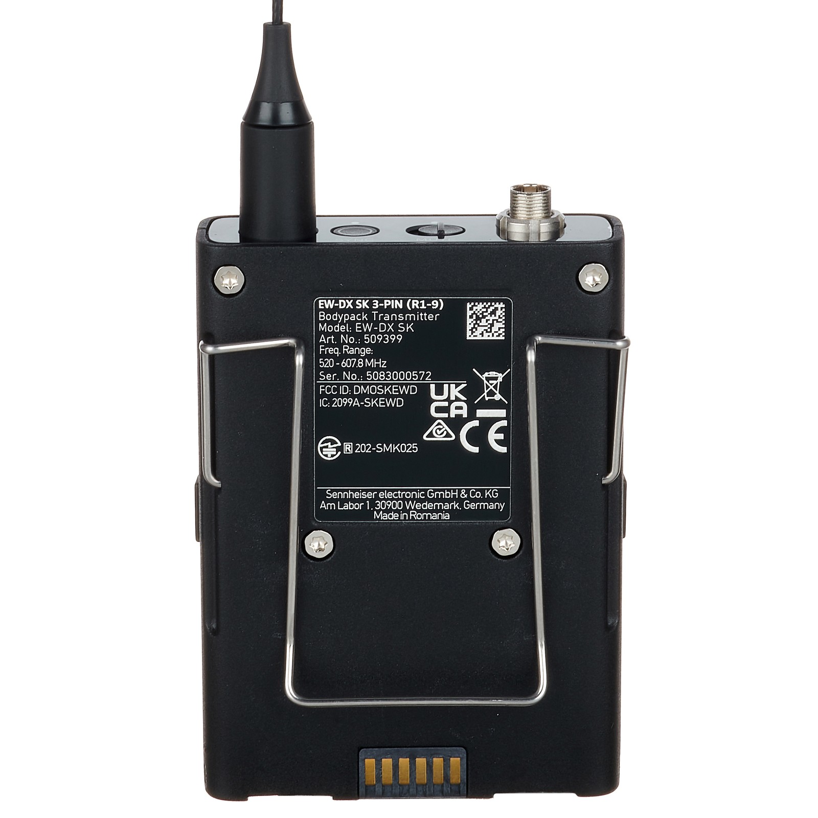 Sennheiser EW-DX SK 3-pin Y1-3 Taschensender Rückseite