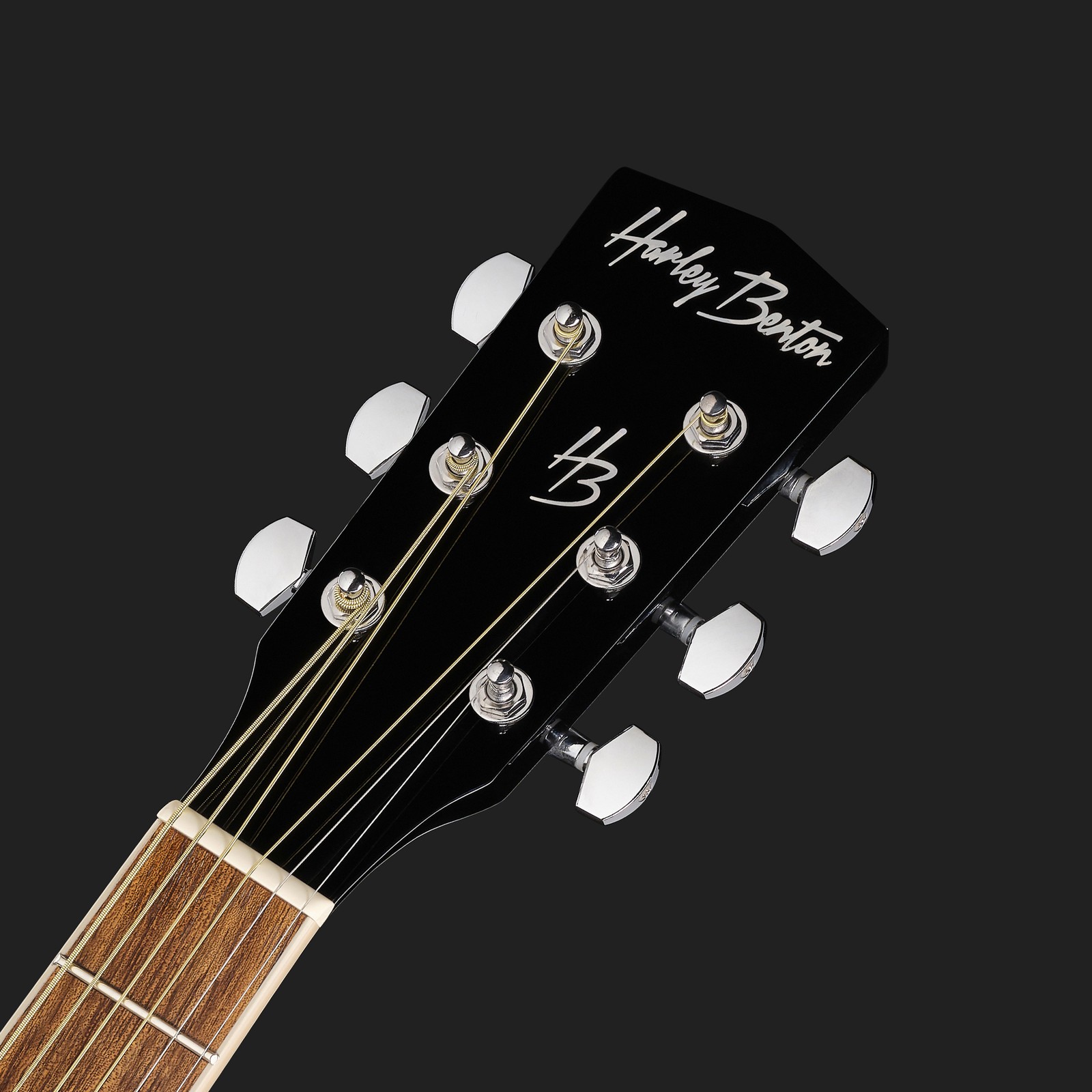 Kopfplatte der Harley Benton D-120CE BK Westerngitarre mit Tonabnehmer