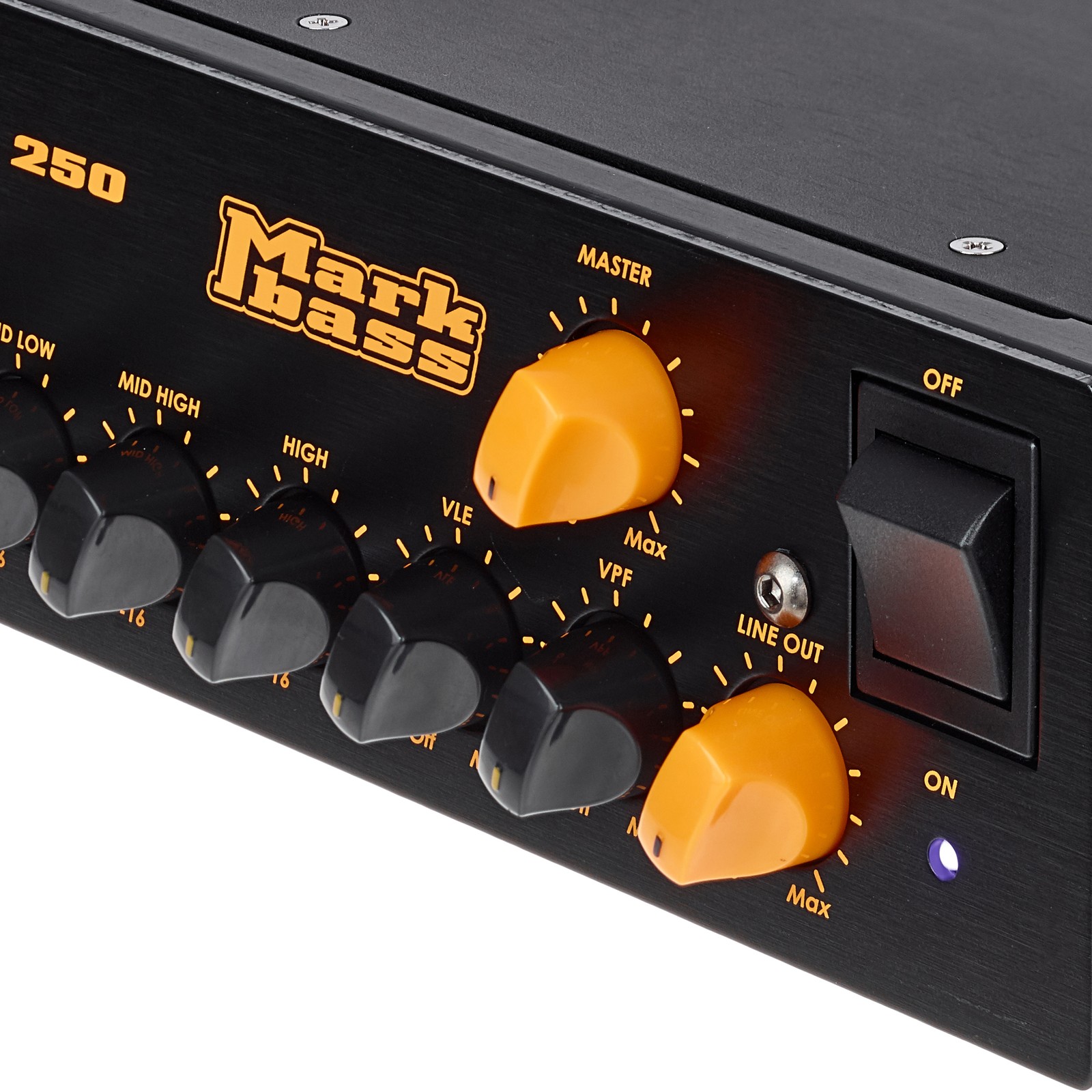 Regler des Markbass Little Mark 250 Black Line Topteil für E-Bass