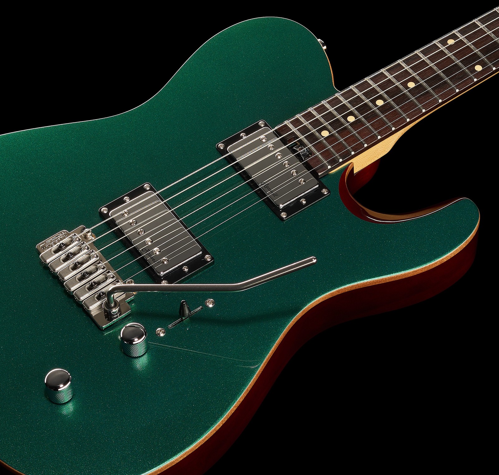 Guitar top of the Harley Benton Fusion-T HH EB OCT with two humbuckers and a wilkinson vibrato