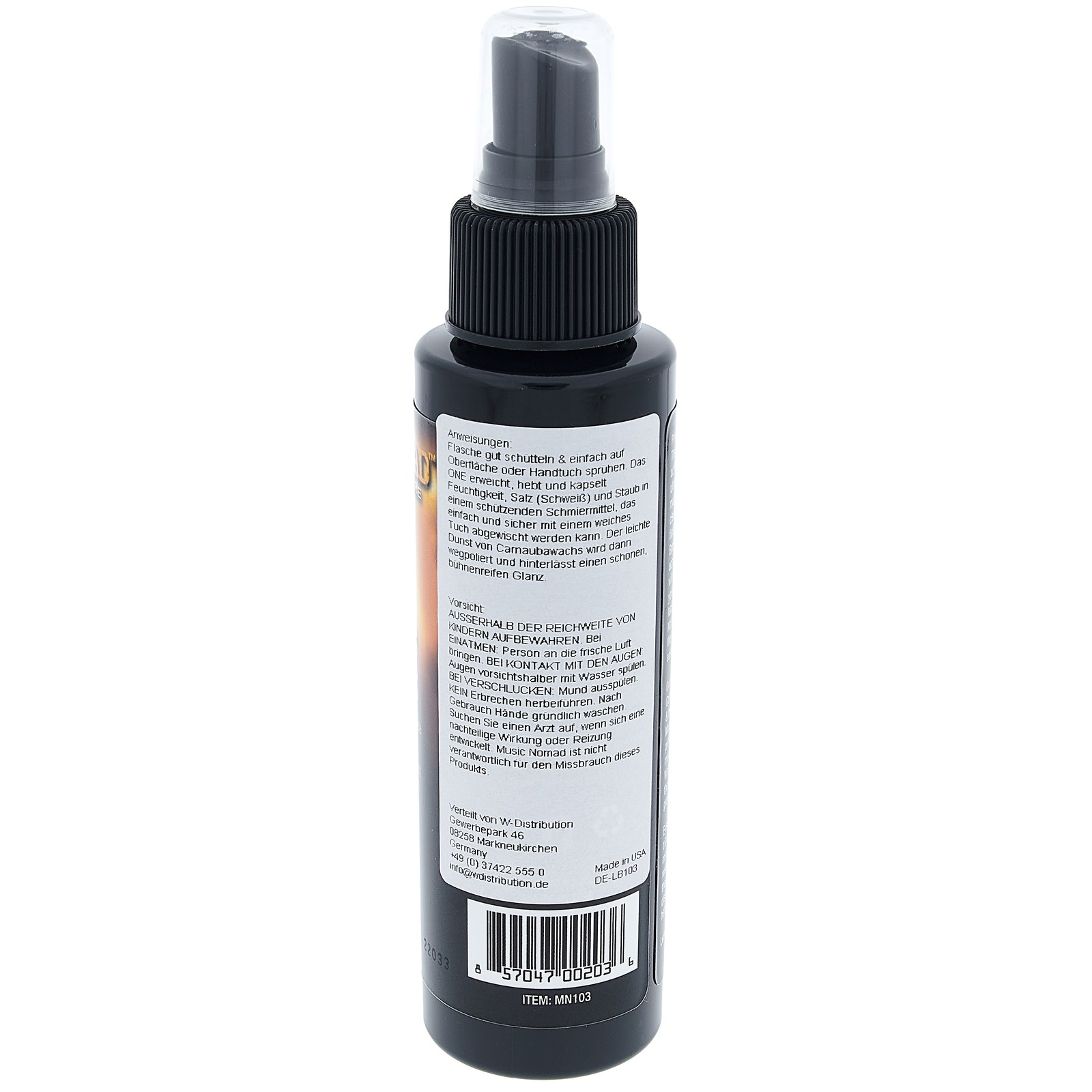 Rear view of MN103 MusicNomad The Guitar ONE cleaning product