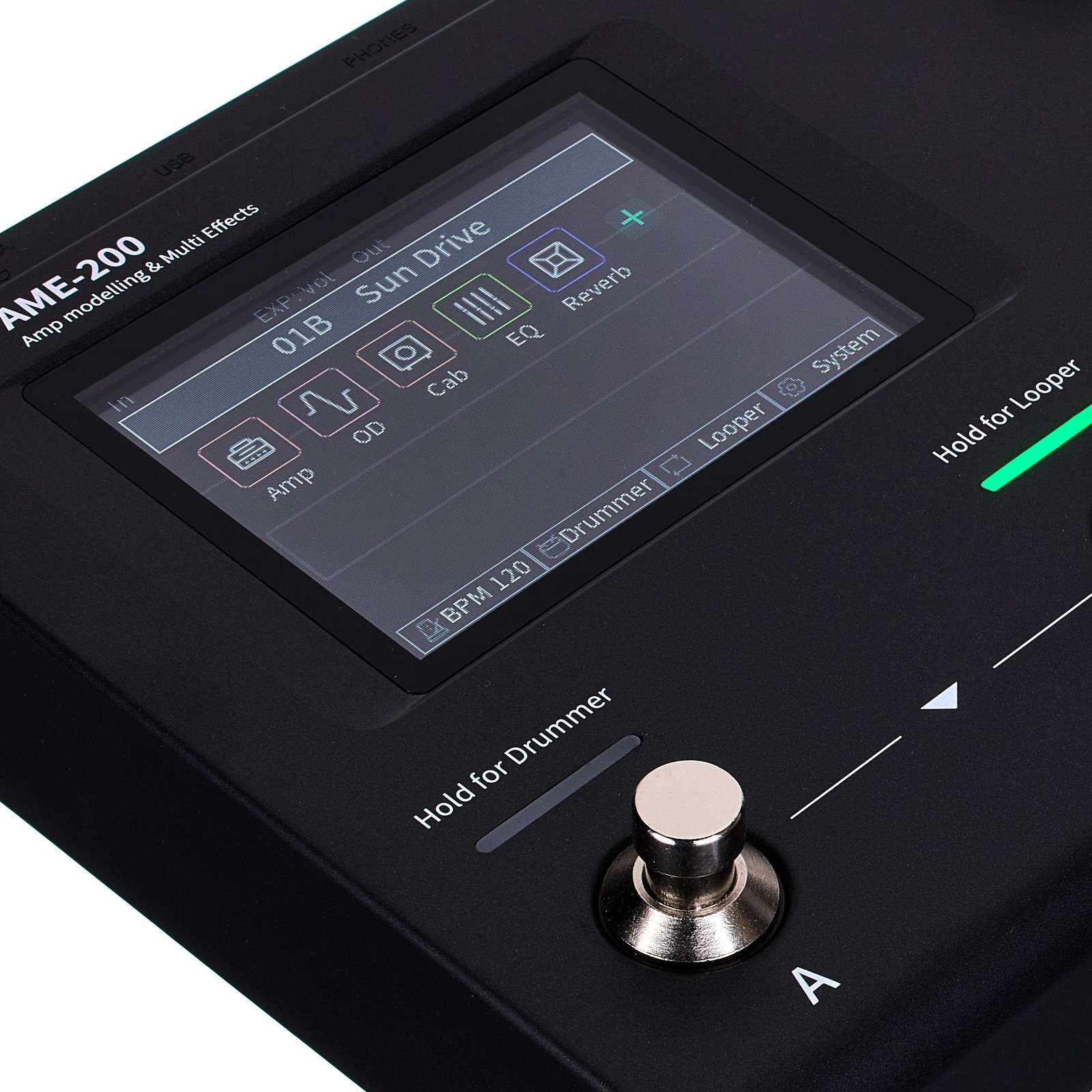 Display des Audota AME-200 Amp Modelers