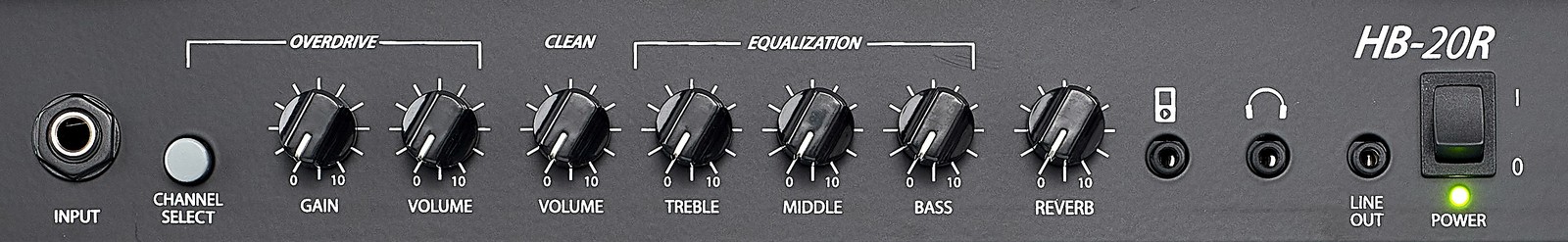 Controls on the Harley Benton HB-20R Combo Amplifier for Electric Guitar