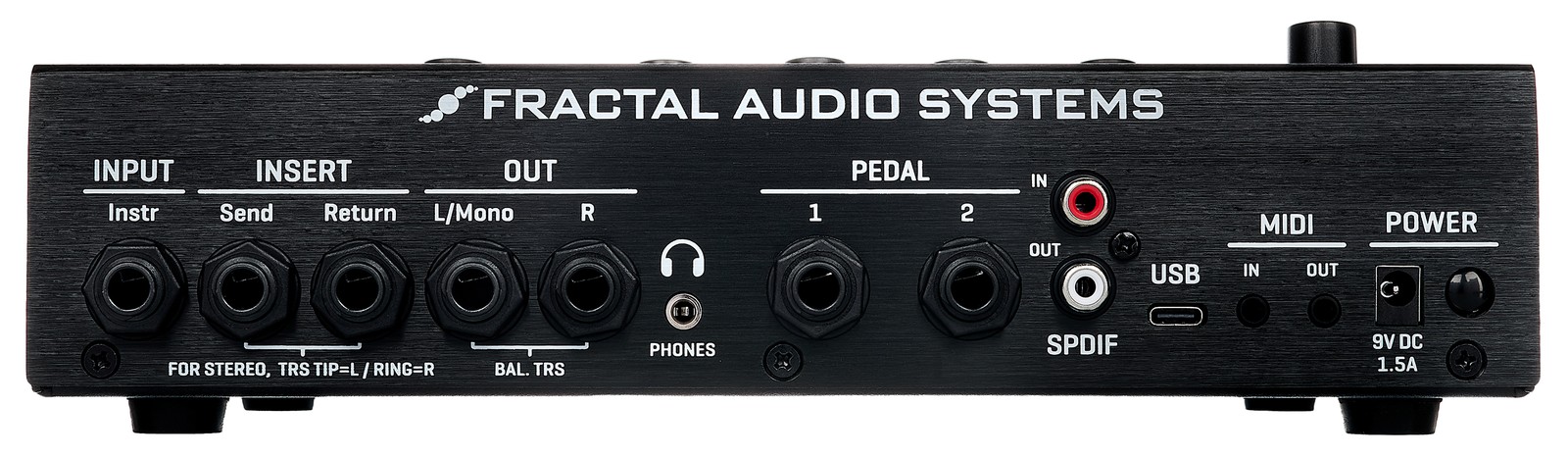 Anschlüsse auf der Rückseite des Fractal Audio AM4 Amp Modeller 