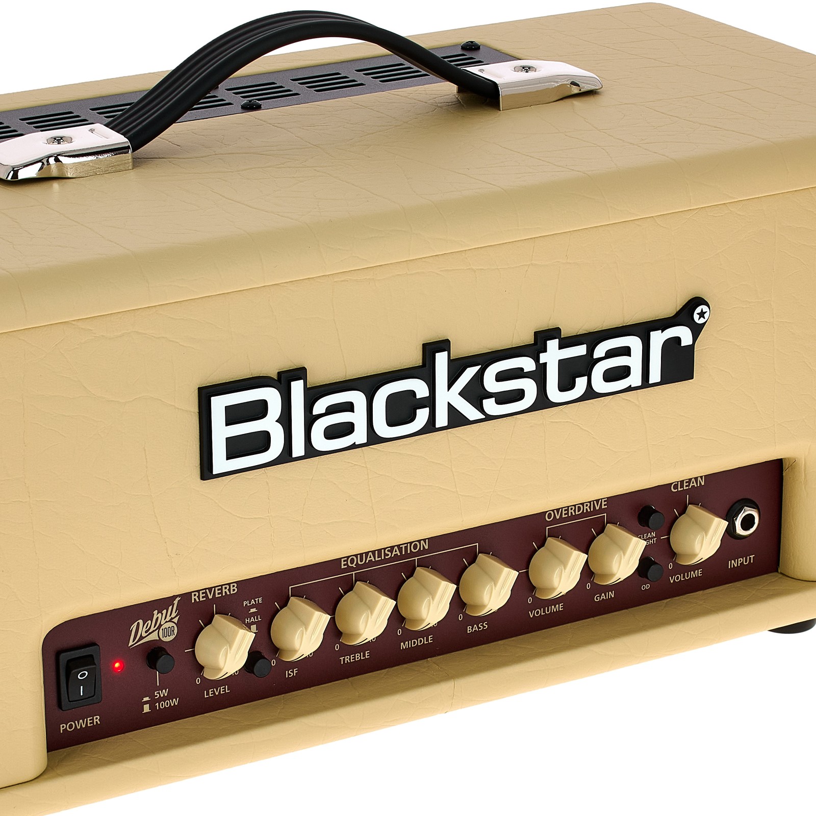 Regler und Handgriff des Blackstar Debut 100RH Head Beige 