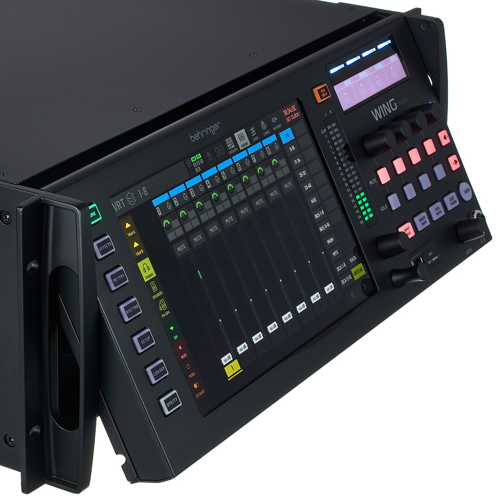 10.1" Multi-Touch Display with adjustable viewing angle on the Behringer WING Rack 48 Channel Rackmount Full Stereo Digital Mixer