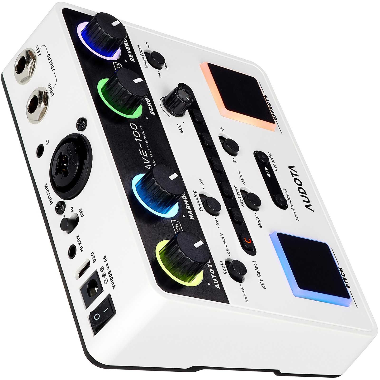 Rückseite des Audota AVE-100 Vocal Multi Effects mit Anschlüssen