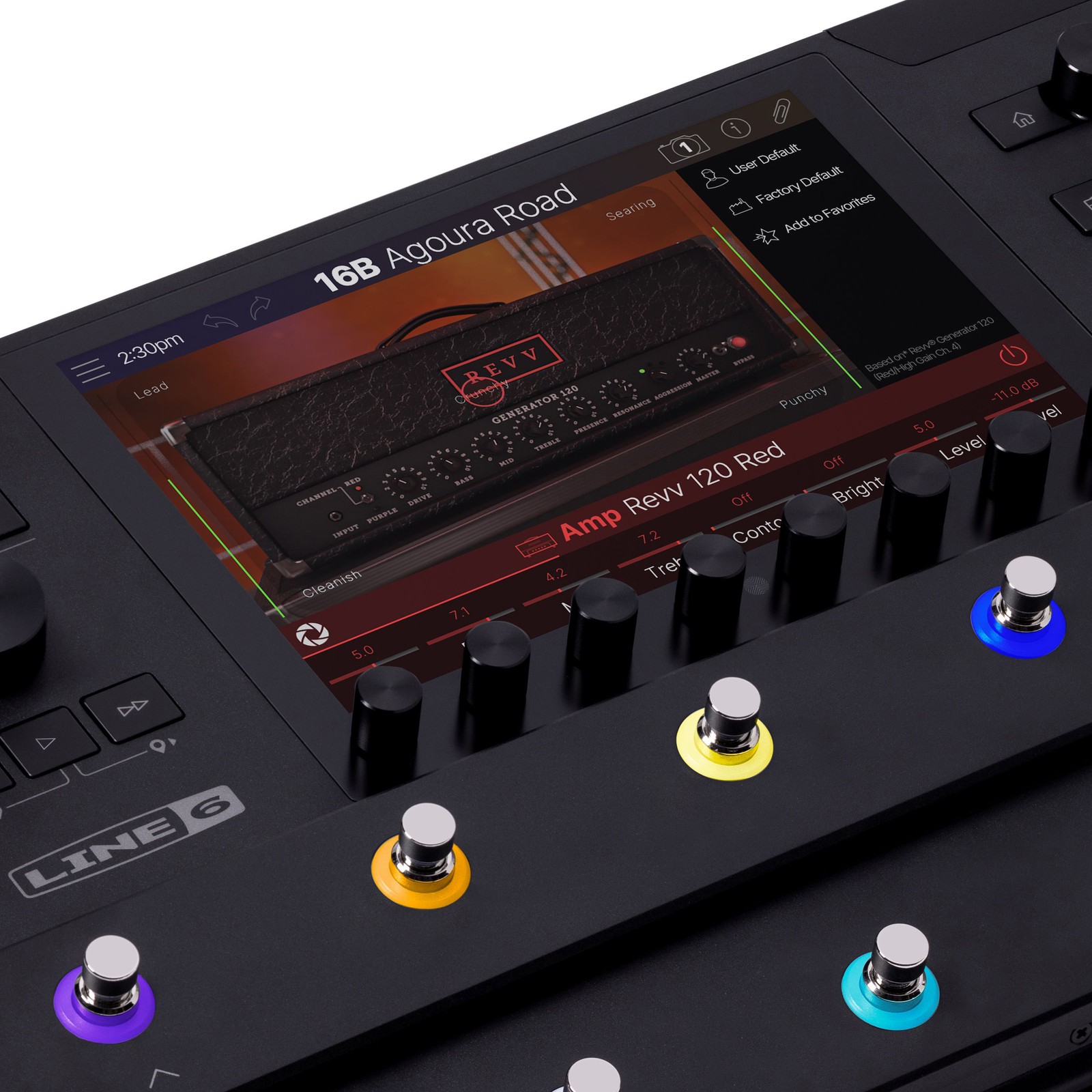 Display des Line6 Helix Stadium Floor Multieffektpedal