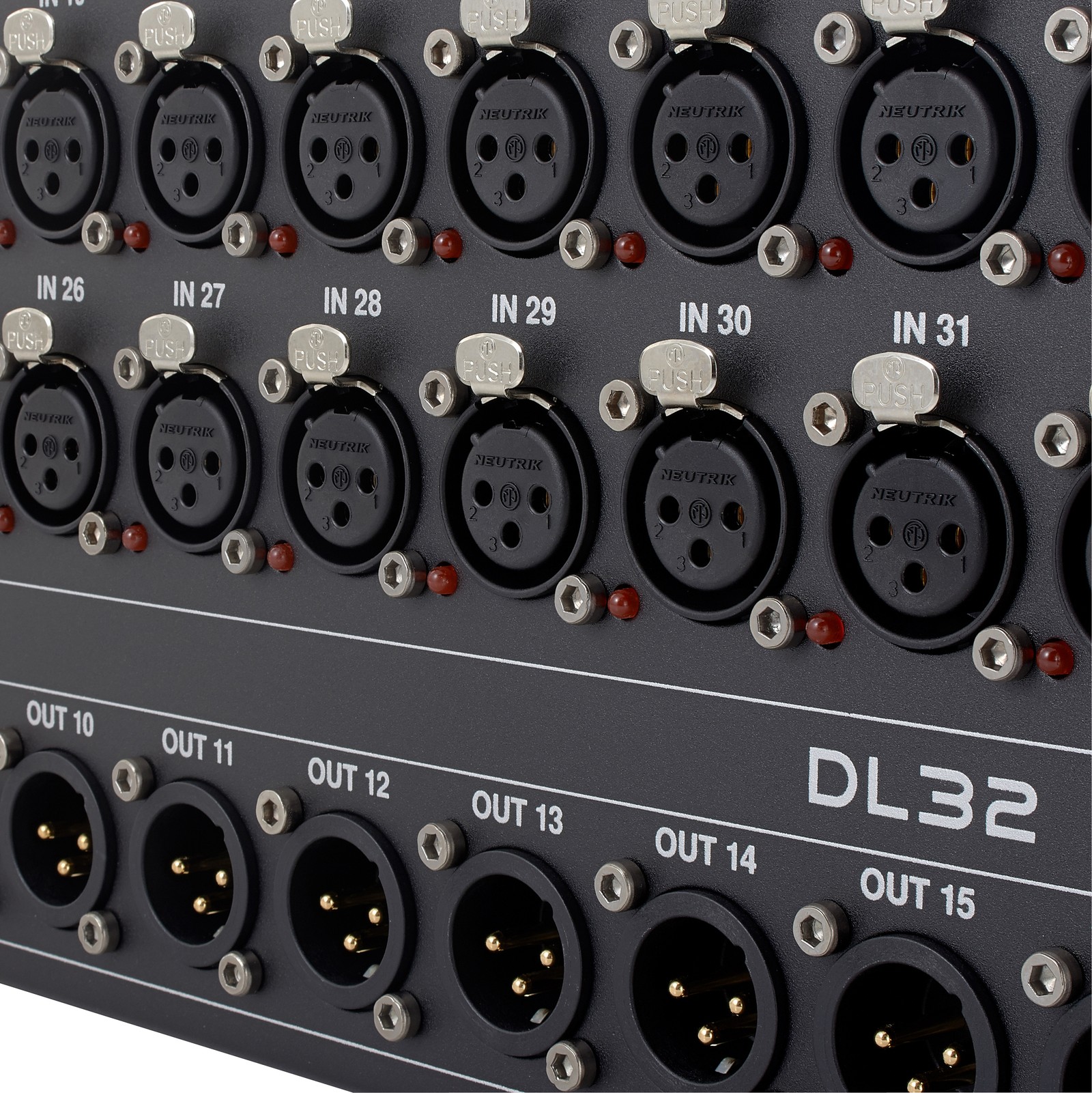 Inputs and outputs on the Midas DL32