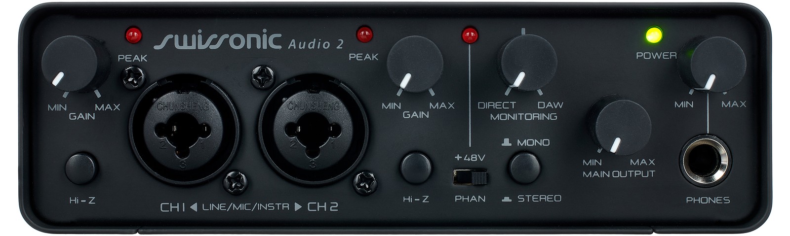 Swissonic Audio 2 Anschlüsse front