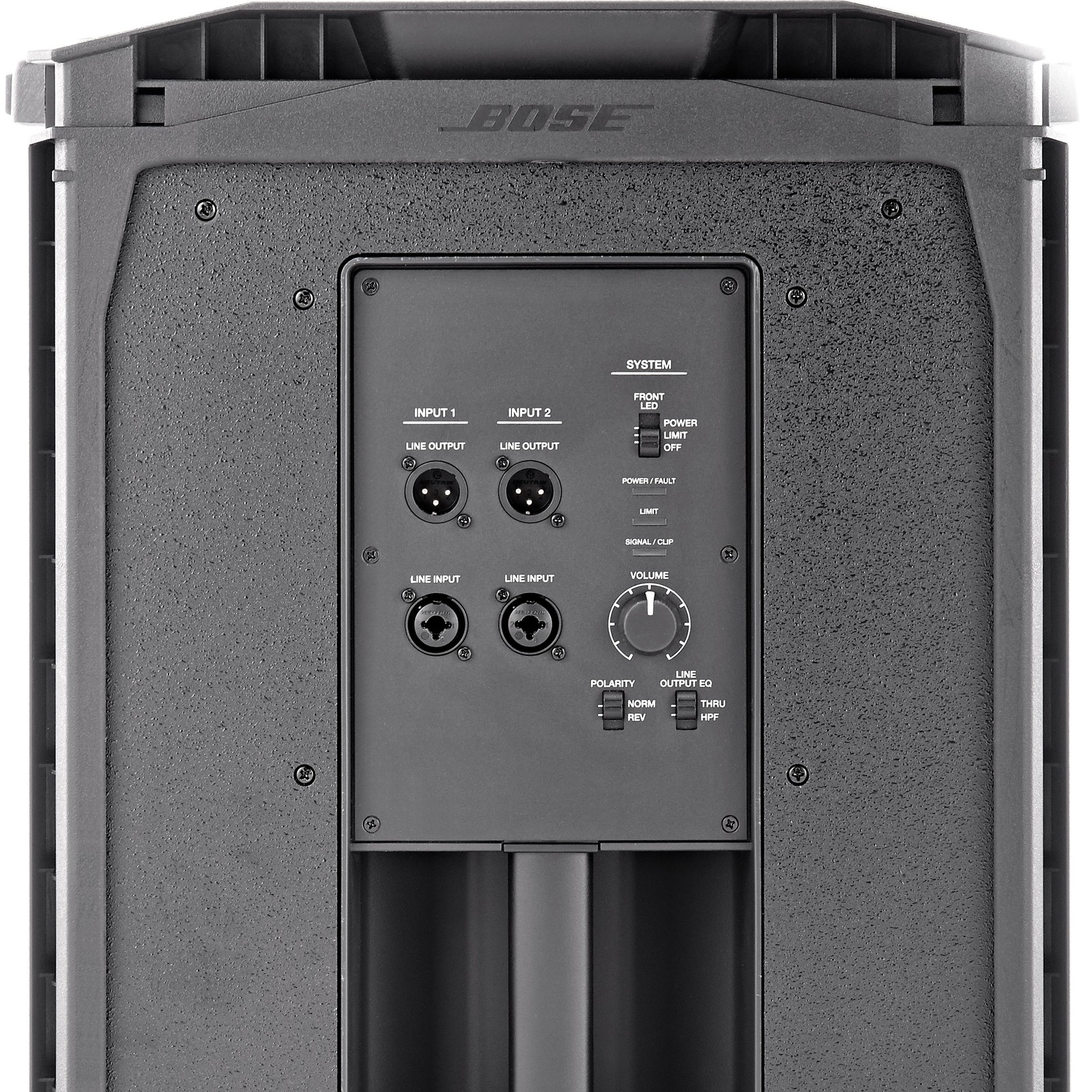 Anschlüsse auf der Rückseite des Bose F1 Subwoofer