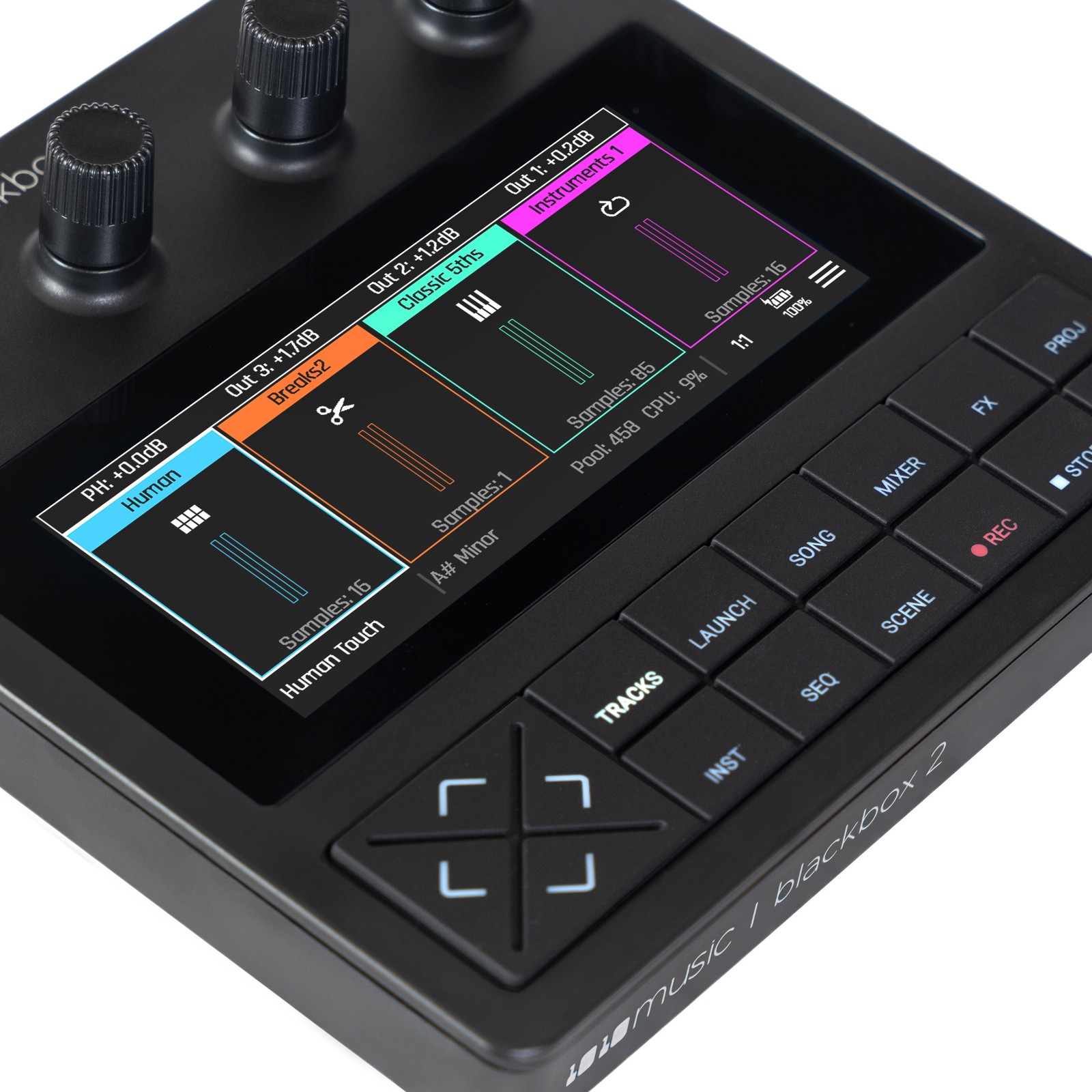 Bildschirm des 1010music blackbox 2 