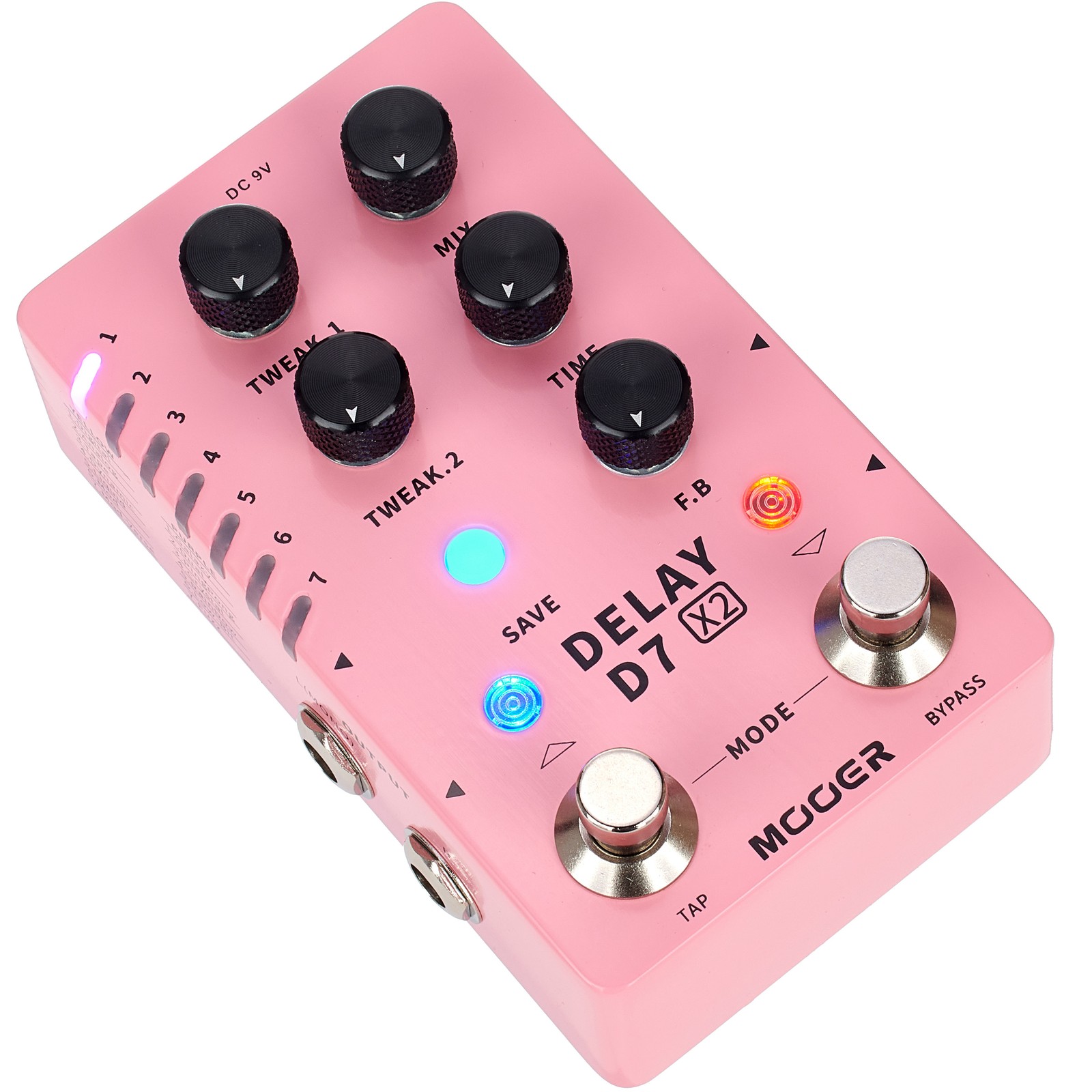 Mooer D7 X2 Delay pedal, front view