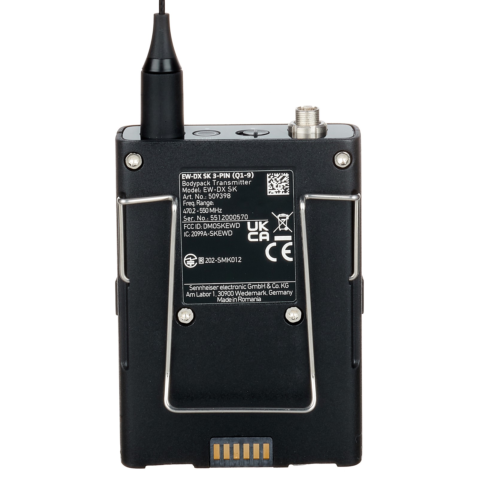 Sennheiser EW-DX SK 3-pin Q1-9 Taschensender Rückseite