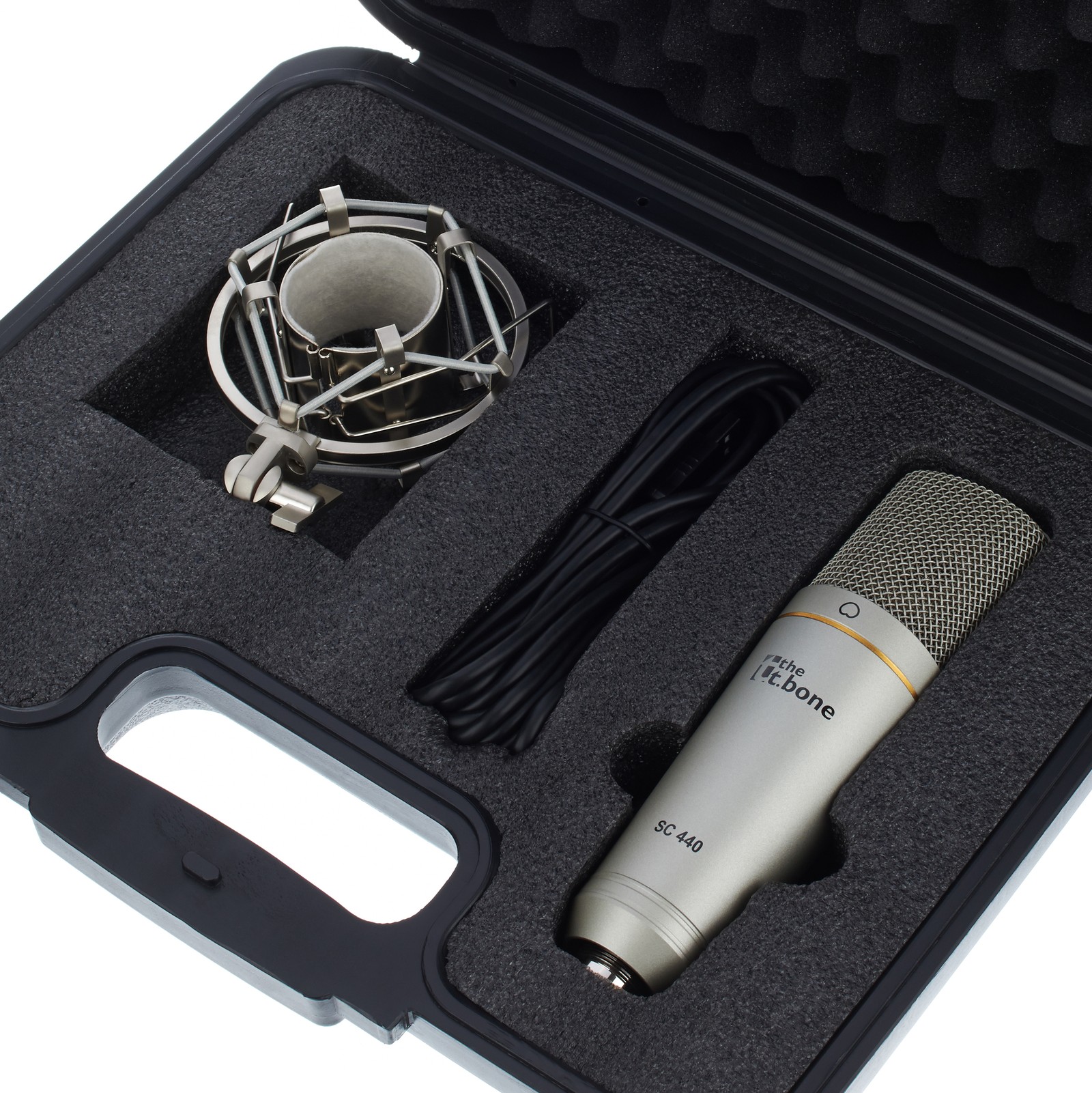 the t.bone SC 440 USB Micrófono de condensador de estudio -  Incluye estuche de plástico y suspensión