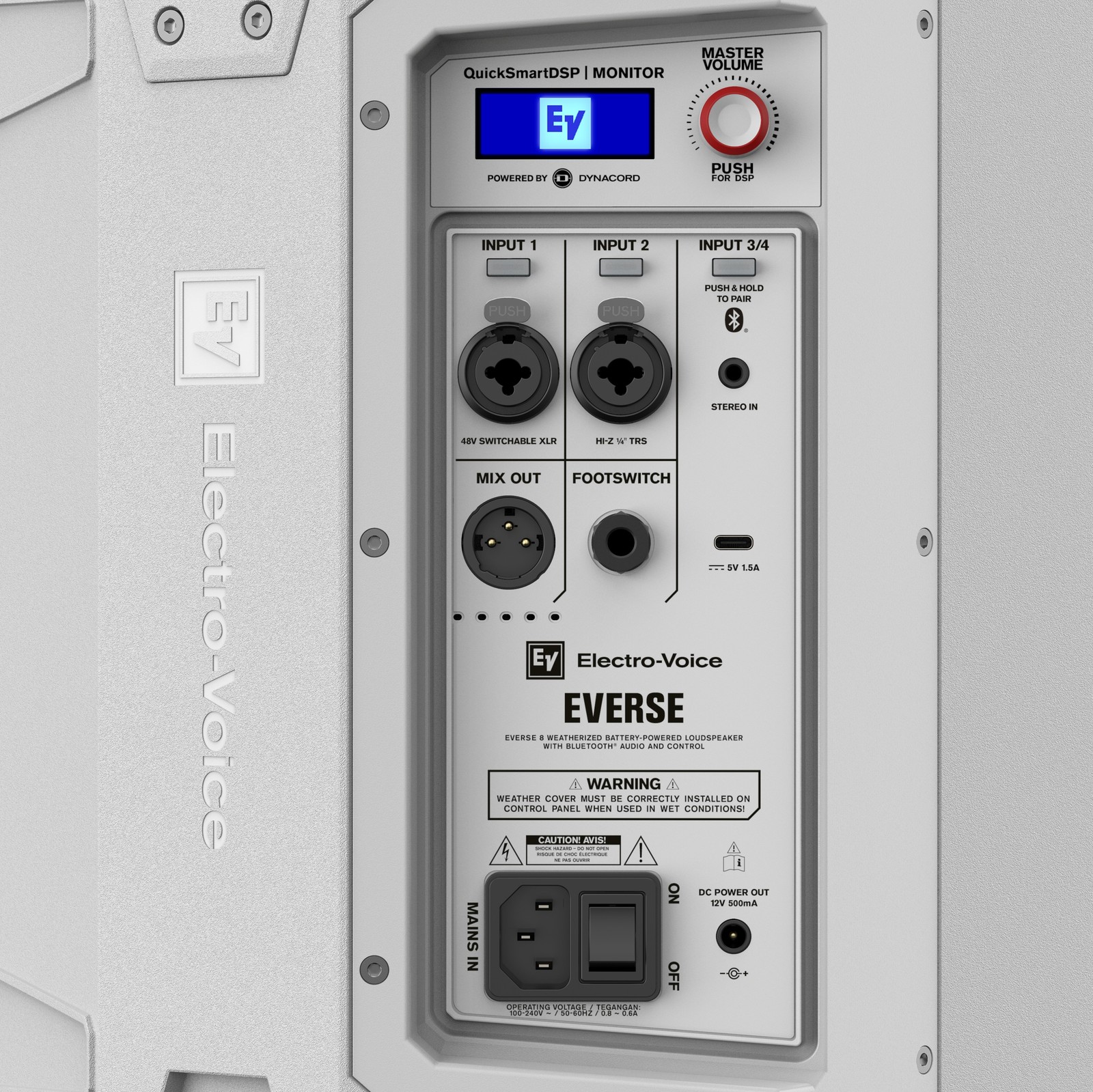 Anschlüsse und Regler am Electro-Voice Everse 8 White Fullrange Speaker