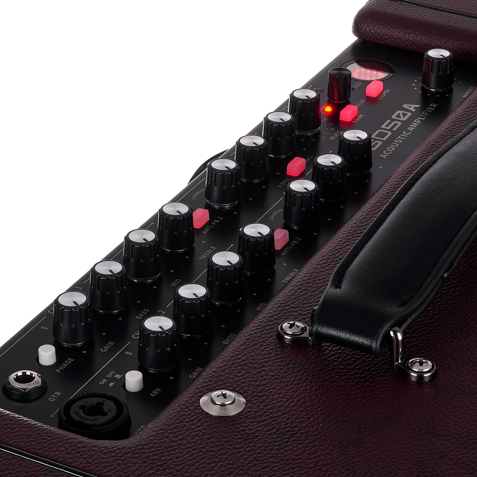 Detalle del combo para guitarra acústica Mooer SD 50A BR