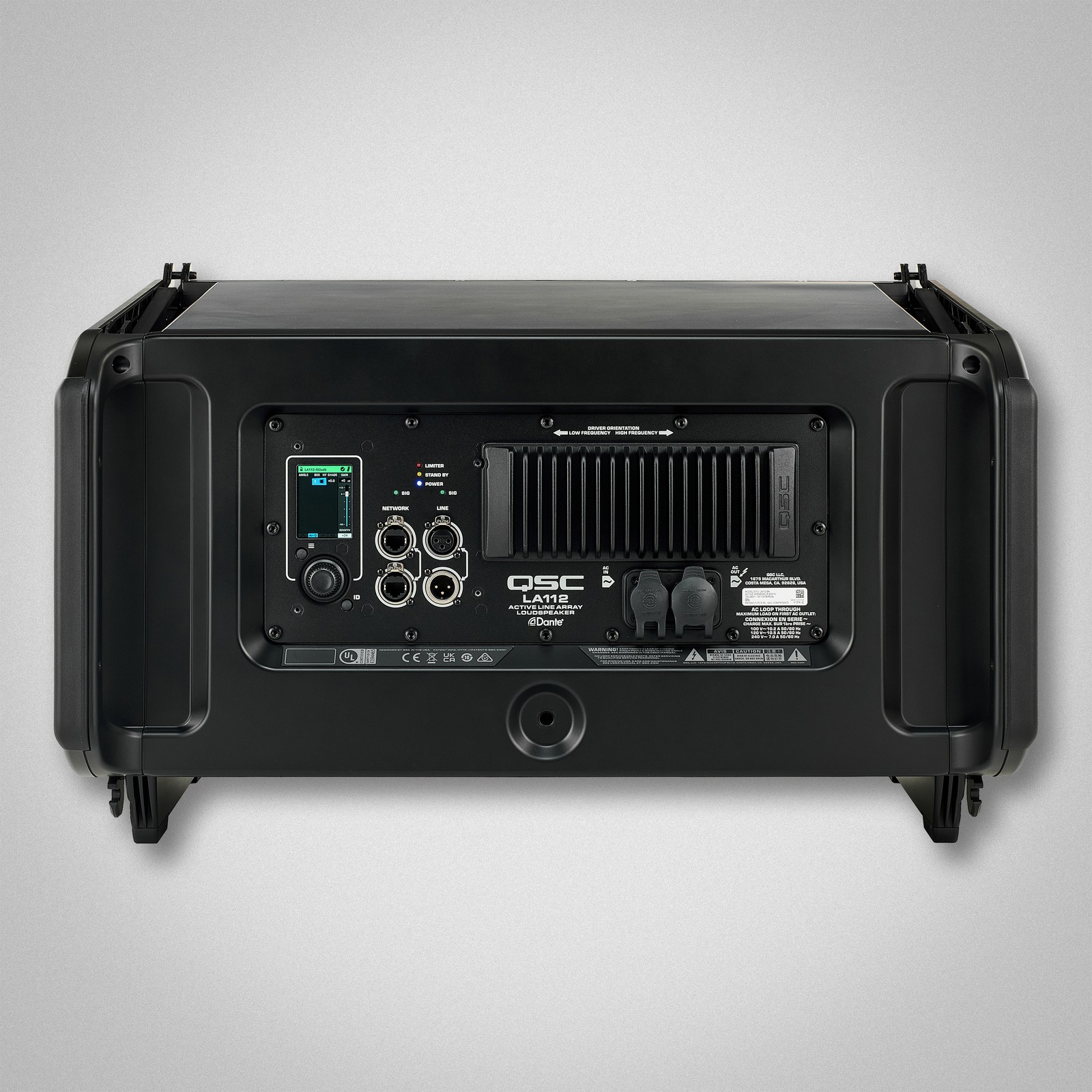 QSC LA112, 2-way line-array speaker, rear view