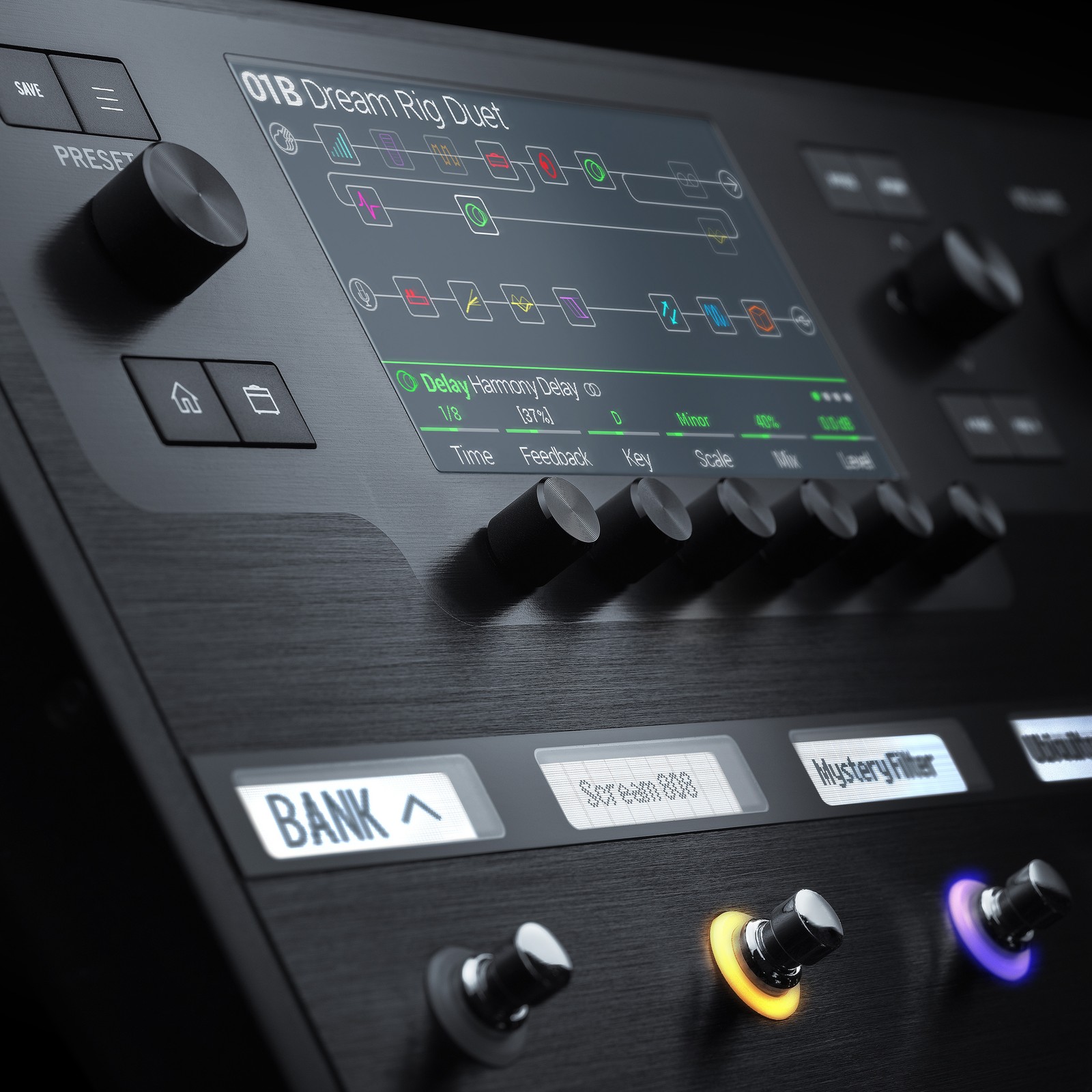 Bedienoberfläche des Line6 Helix Guitar Processor Multieffektgerät für E-Gitarre