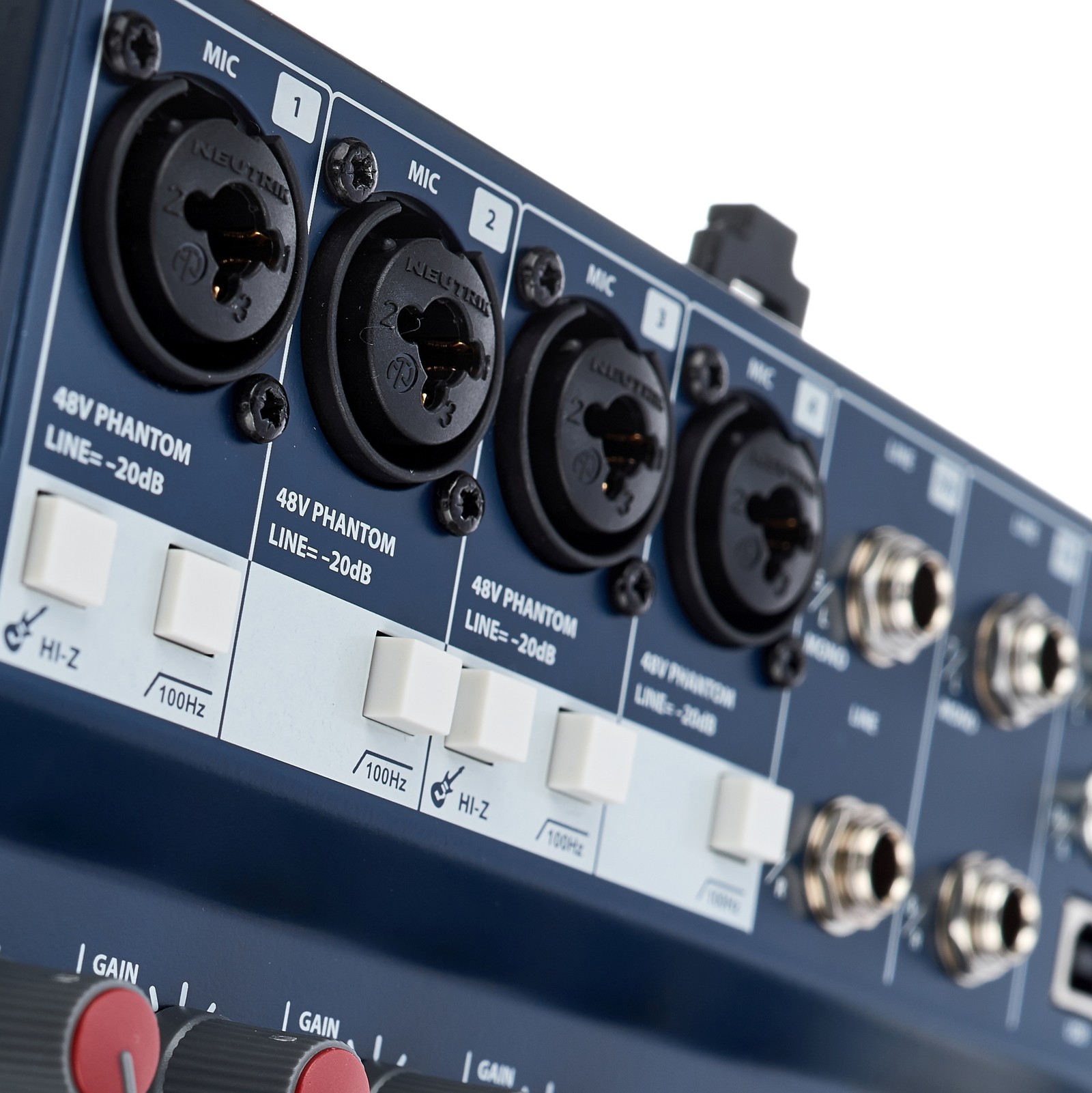 Connectors on the Soundcraft Notepad-12FX mixer