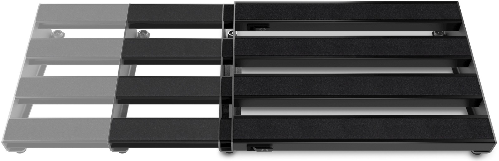 different possible widths of the D'addario XPND 2 Pedalboard