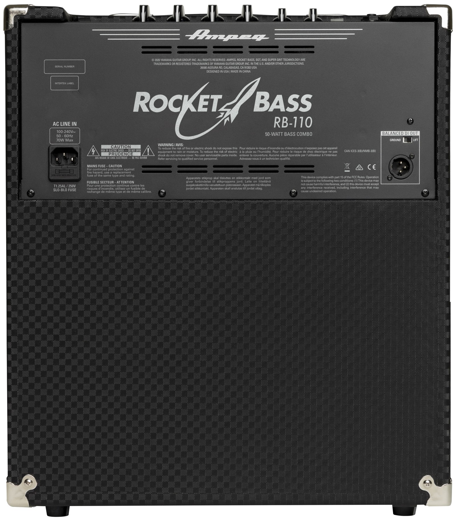 Rückseite des Ampeg RB-110 II E-Bass Combo