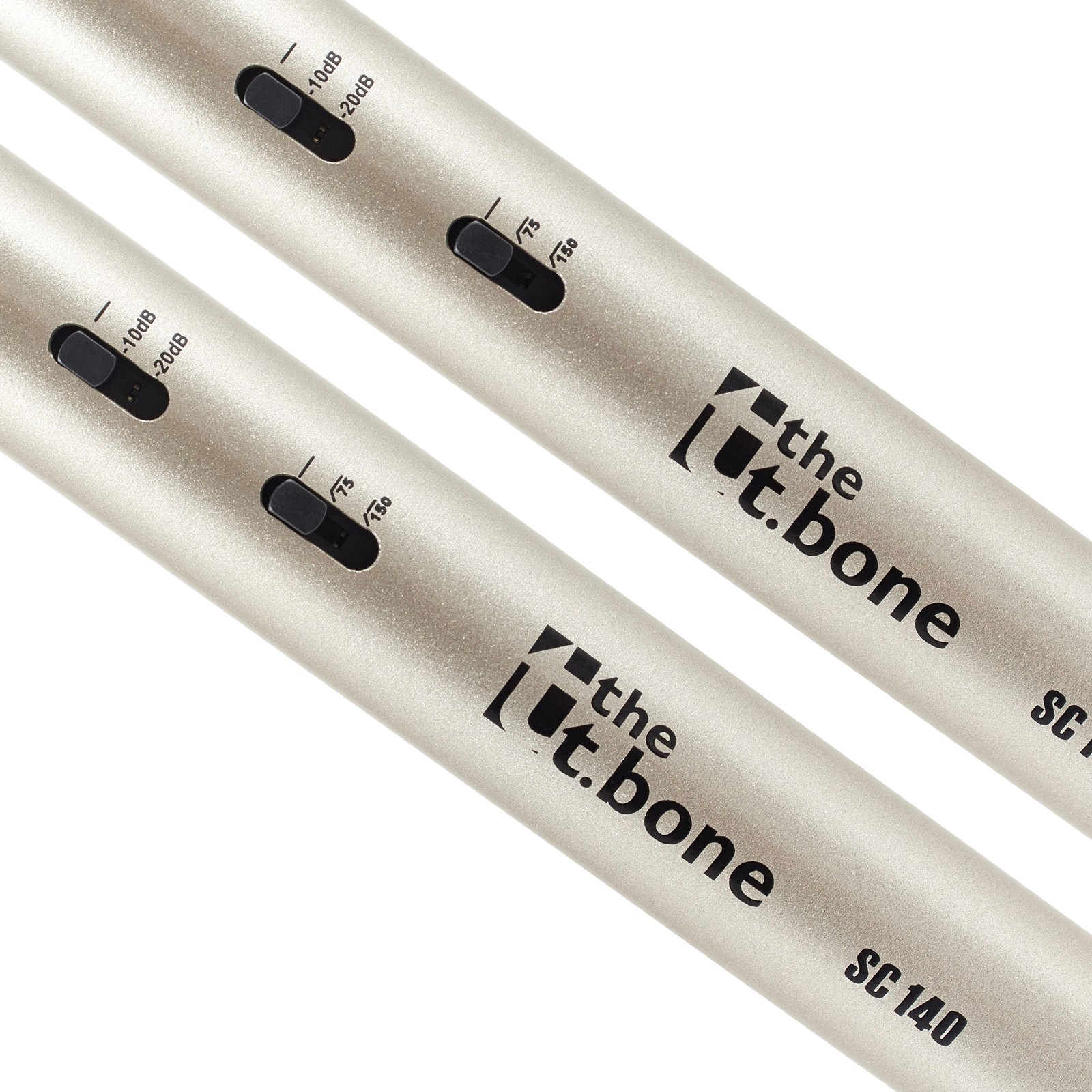 Low-cut and pad switches on the t.bone SC 140 condenser microphone stereo set