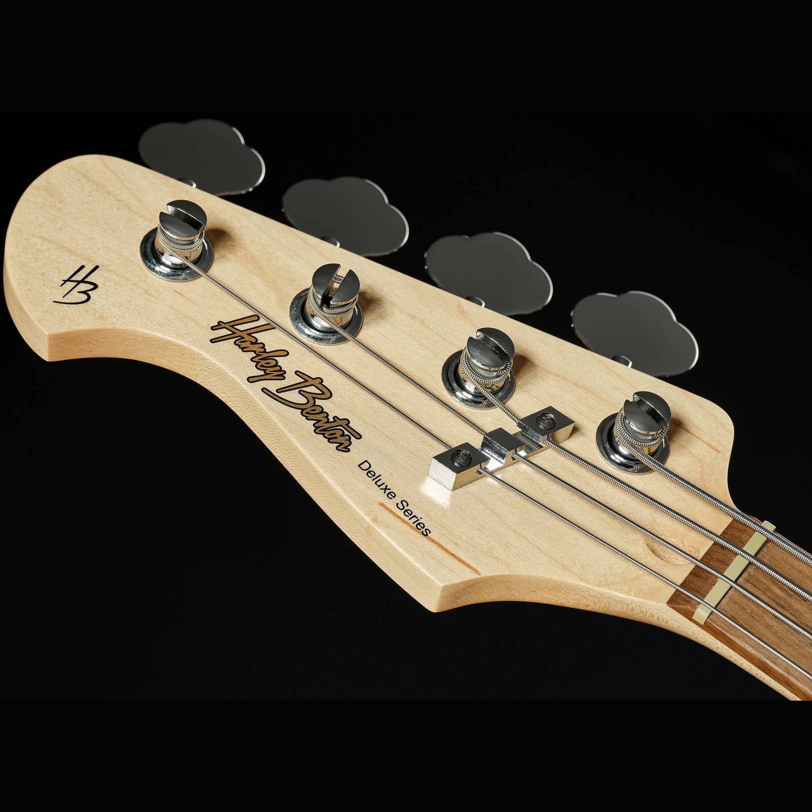 Kopfplatte des Harley Benton JB-40FL LH 3-Tone Sunburst Fretless E-Bass