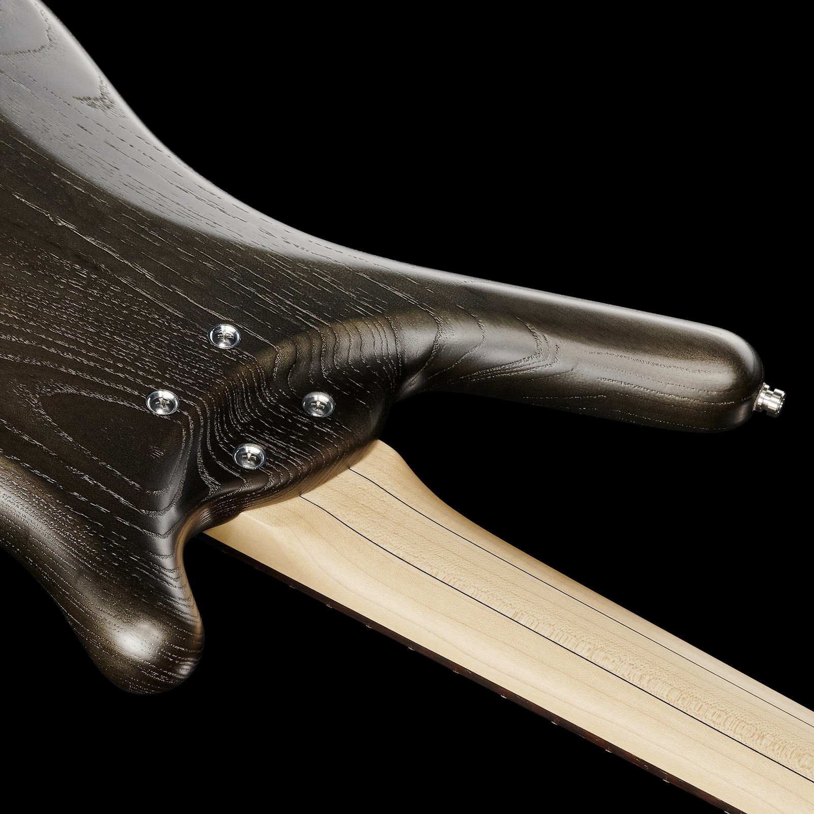 Verschraubter Hals auf der Rückseite des Warwick RB Corvette $$ LH 5 NB TS, E-Bass
