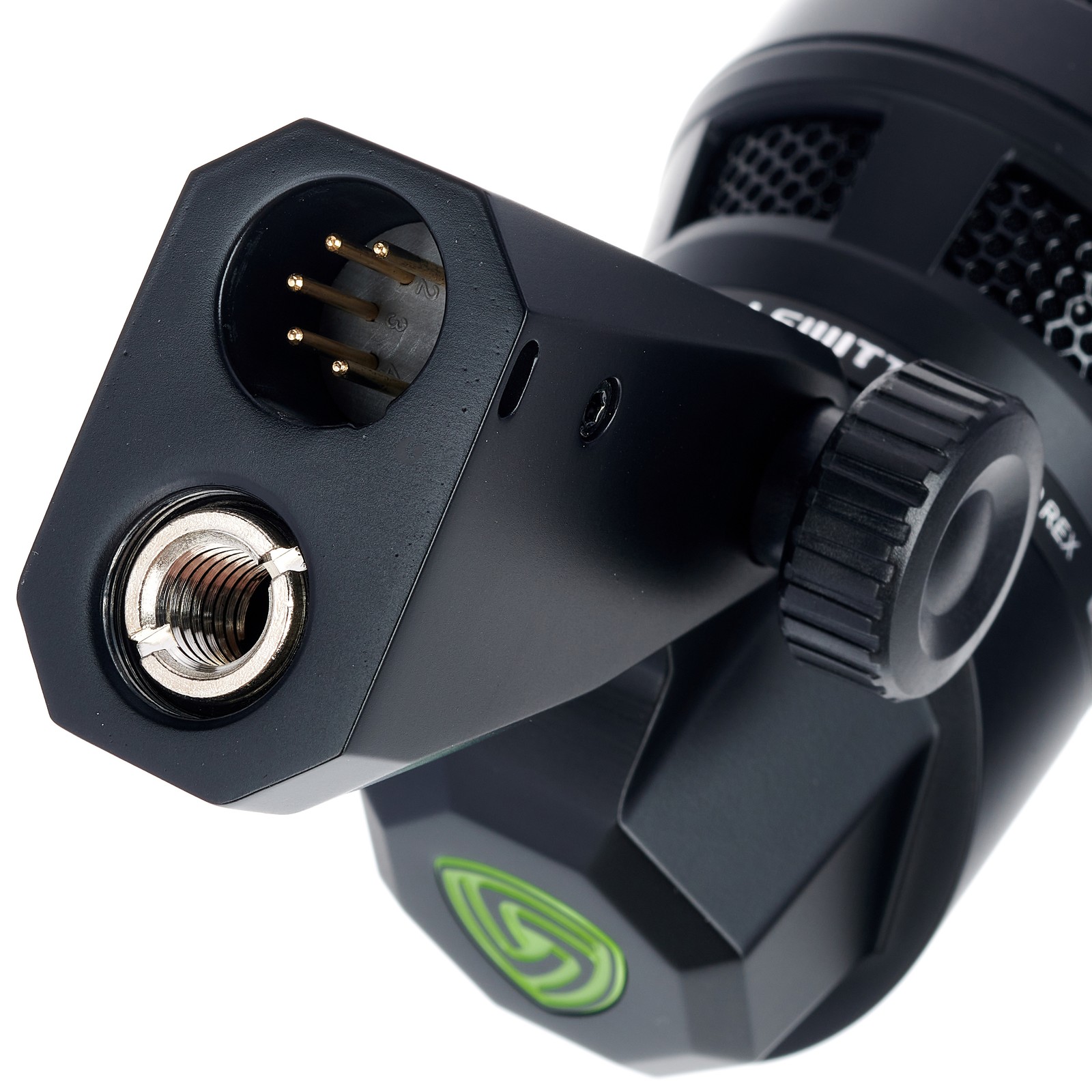 Mount and 5-pin XLR output of the Lewitt DTP 640 REX microphone
