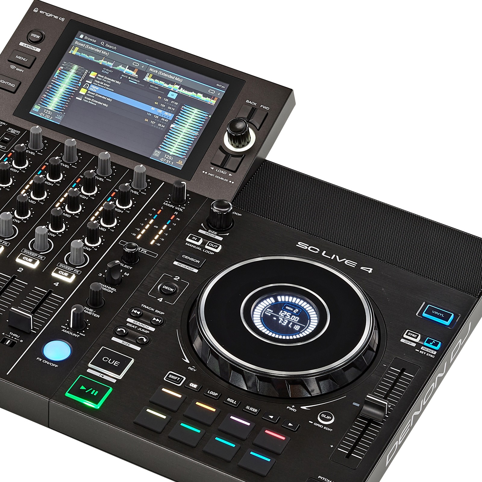 Seite des DJ Controllers Denon DJ SC Live 4