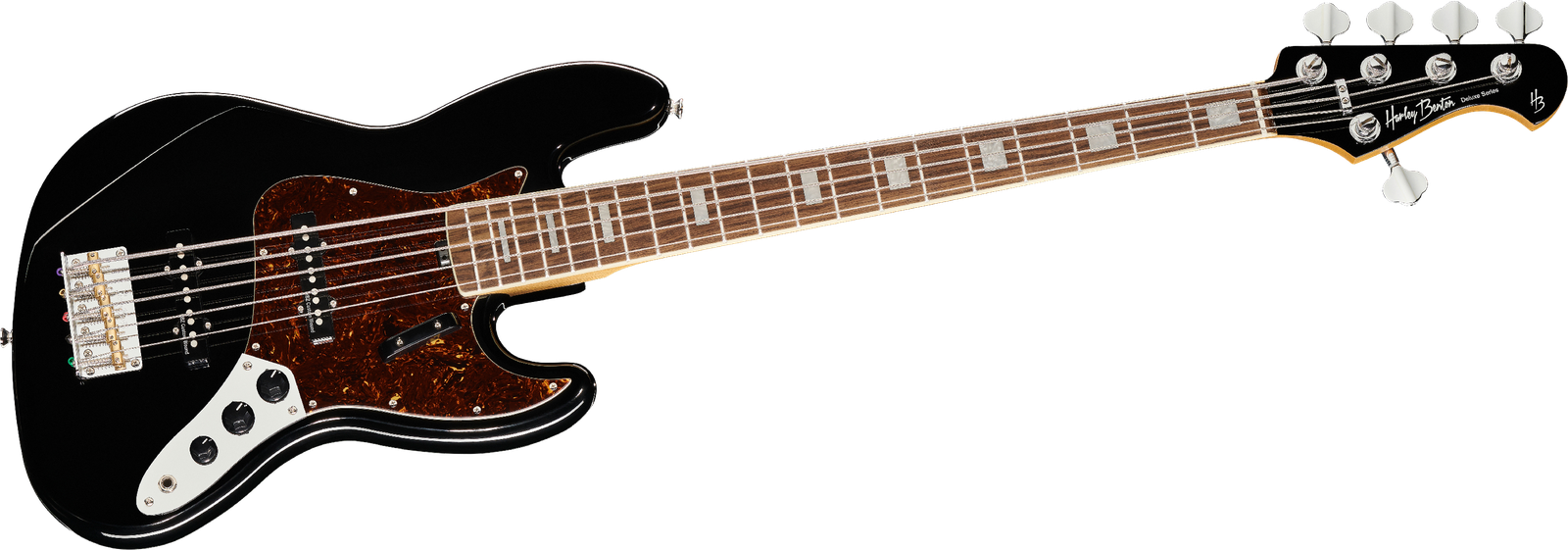 5-Saiter E-Bass Harley Benton MV-5JB Black Frontalansicht