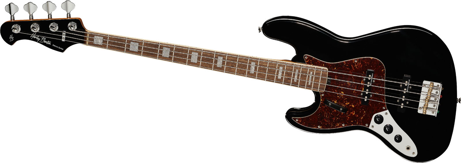 Frontansicht 4-Saiter Linkshänder E-Bass Harley Benton MV-4JB LH Black